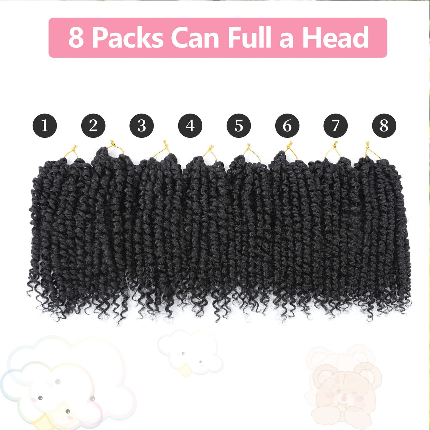 Fulcrum Passion Twist Hair 8 Inch, 8 Packs Passion Twist Crochet Hair for Black Women, Prelooped Crochet Twist Hair with Curly Ends (8Inch, 2#)