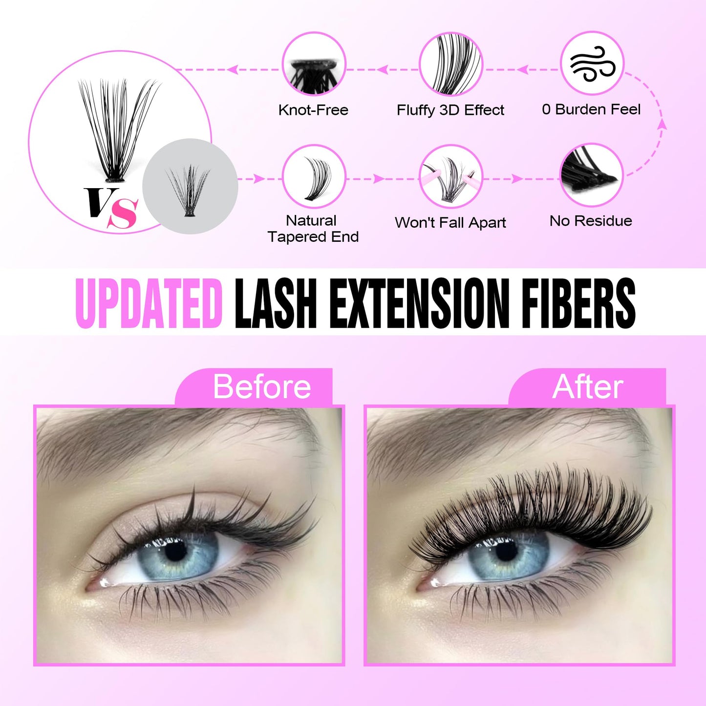 Pawotence Lash Extension Kit DIY 280pcs Individual Lash Clusters Kit 30D Curl 8-15mm Cluster Eyelash Extension Kit with Lash Bond and Seal and Lash Tweezers for Self Application(30D-0.07D-8-15MIX KIT)