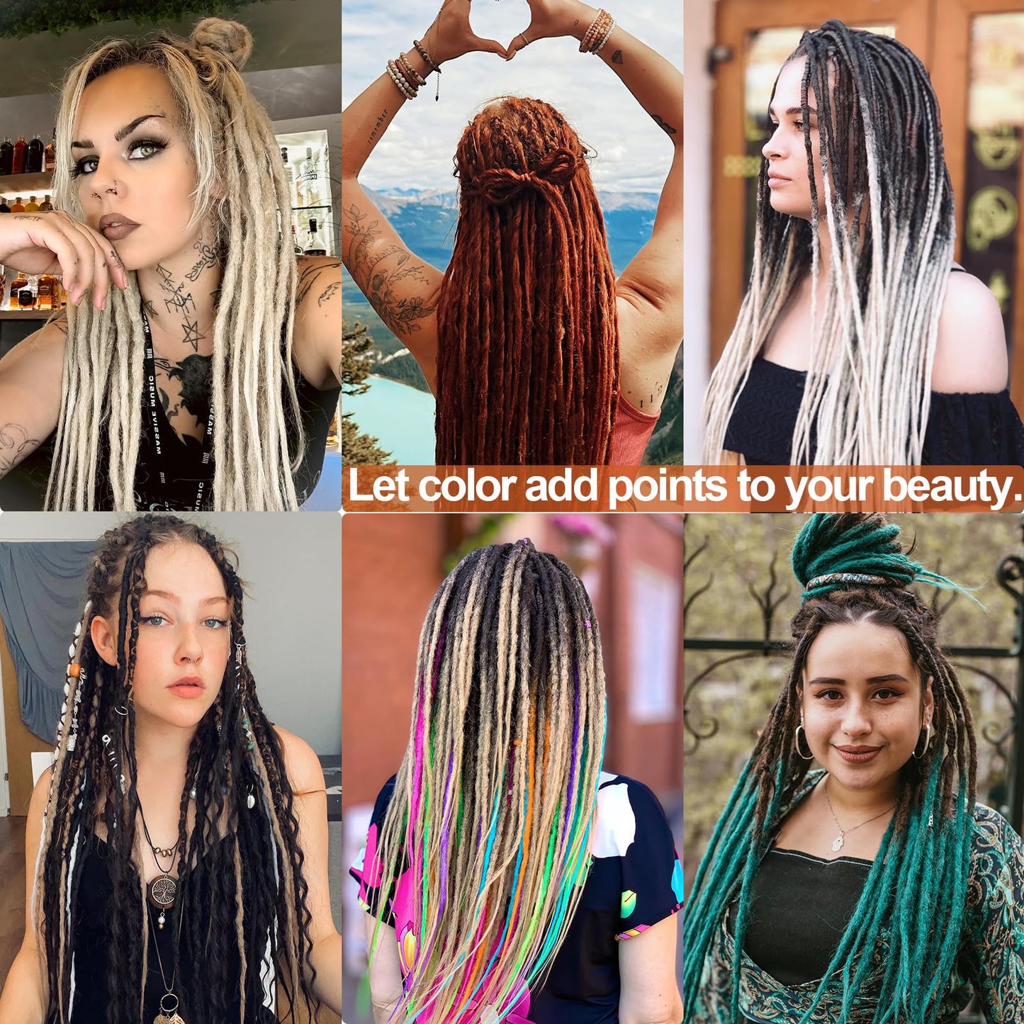 Chicmoi Dreadlock Extensions 24 Inch Single Ended Dreads Crochet Hair Black to White Color Synthetic Boho Dreadlocks 20 Strands SE Crochet Dreads Extensions for Women