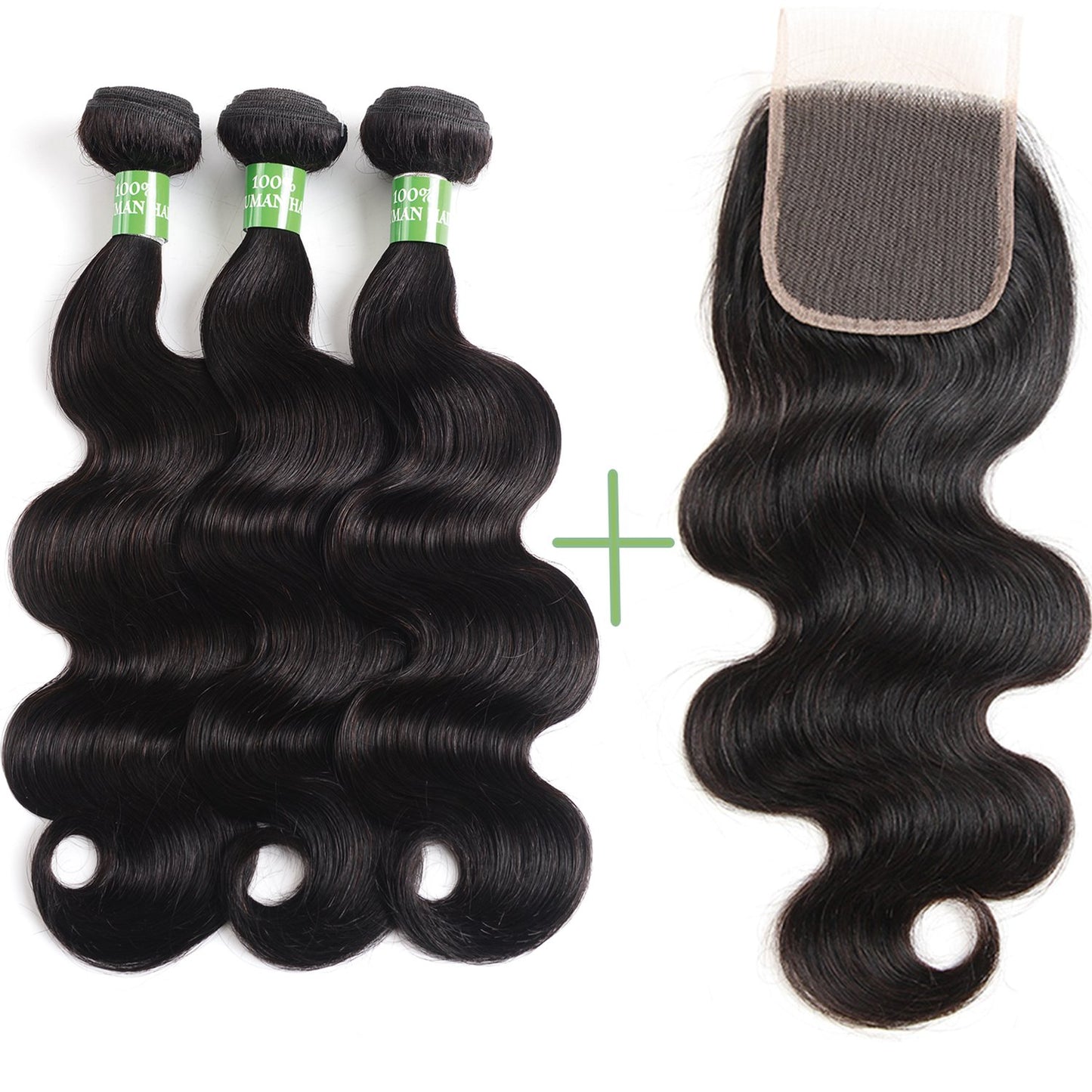 beauty youth Human Hair Body Wave Bundles with Closure (10 12 14 + 10) Unprocessed Virgin Brazilian Human Hair Bundles with Free Part Lace Closure Body Wave 3 Bundles Hair Weave Natural Color