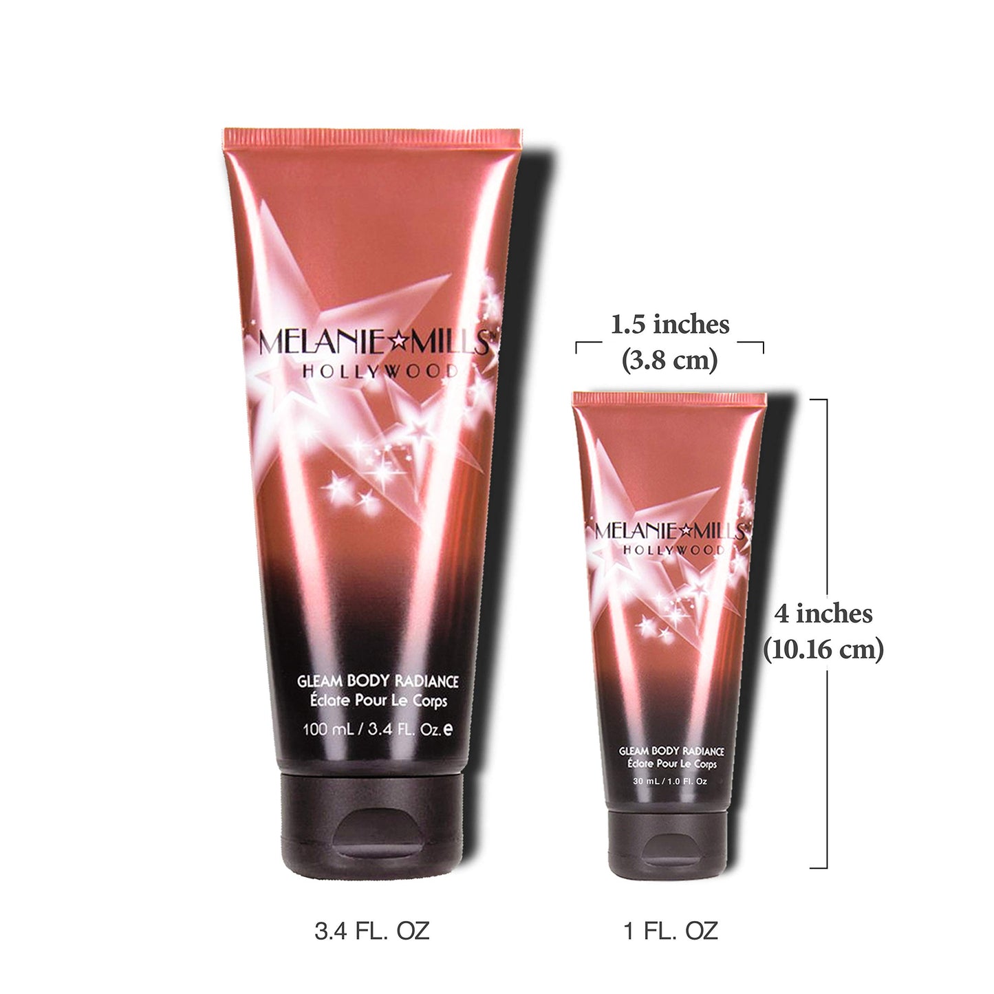 Melanie Mills Hollywood Gleam Body Radiance All In One Makeup, Moisturizer & Glow For Face & Body - Bronze Gold, Mini 1 fl.oz.