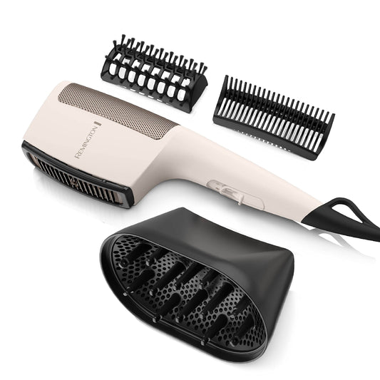 REMINGTON Shea Soft Hair Dryer for Smooth and Silky Hair for Women, Diffuser Attachment & Hot Comb, 6 Speed/Heat Control Settings, Ivory