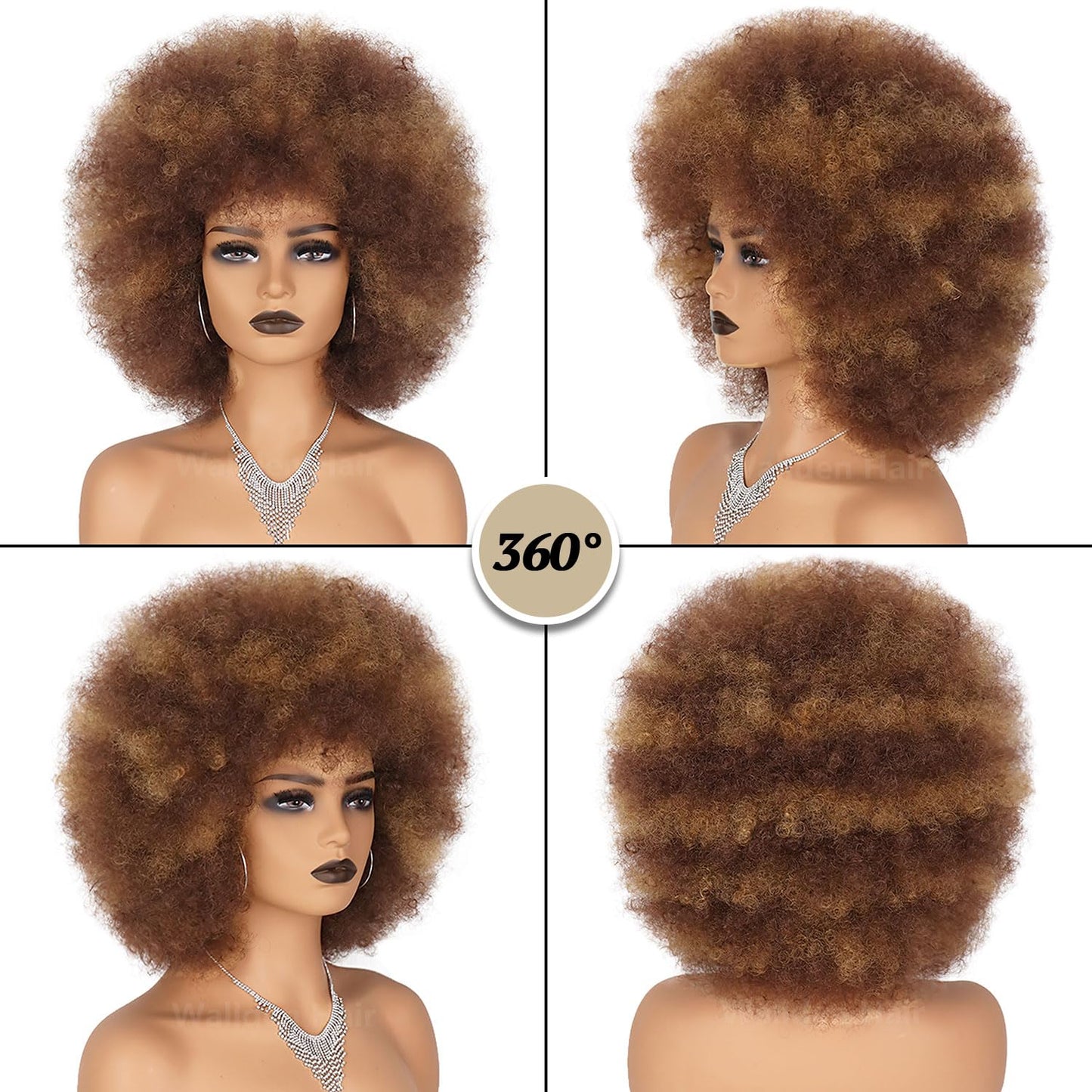 Wallden Hair Afro wigs for Black Women Glueless Wear and Go Wig 70's Short Afro Puff Wigs Big and Fluffy Heat Resistant Synthetic Colored Wig for Cosplay Costume Halloween Use (30/33)