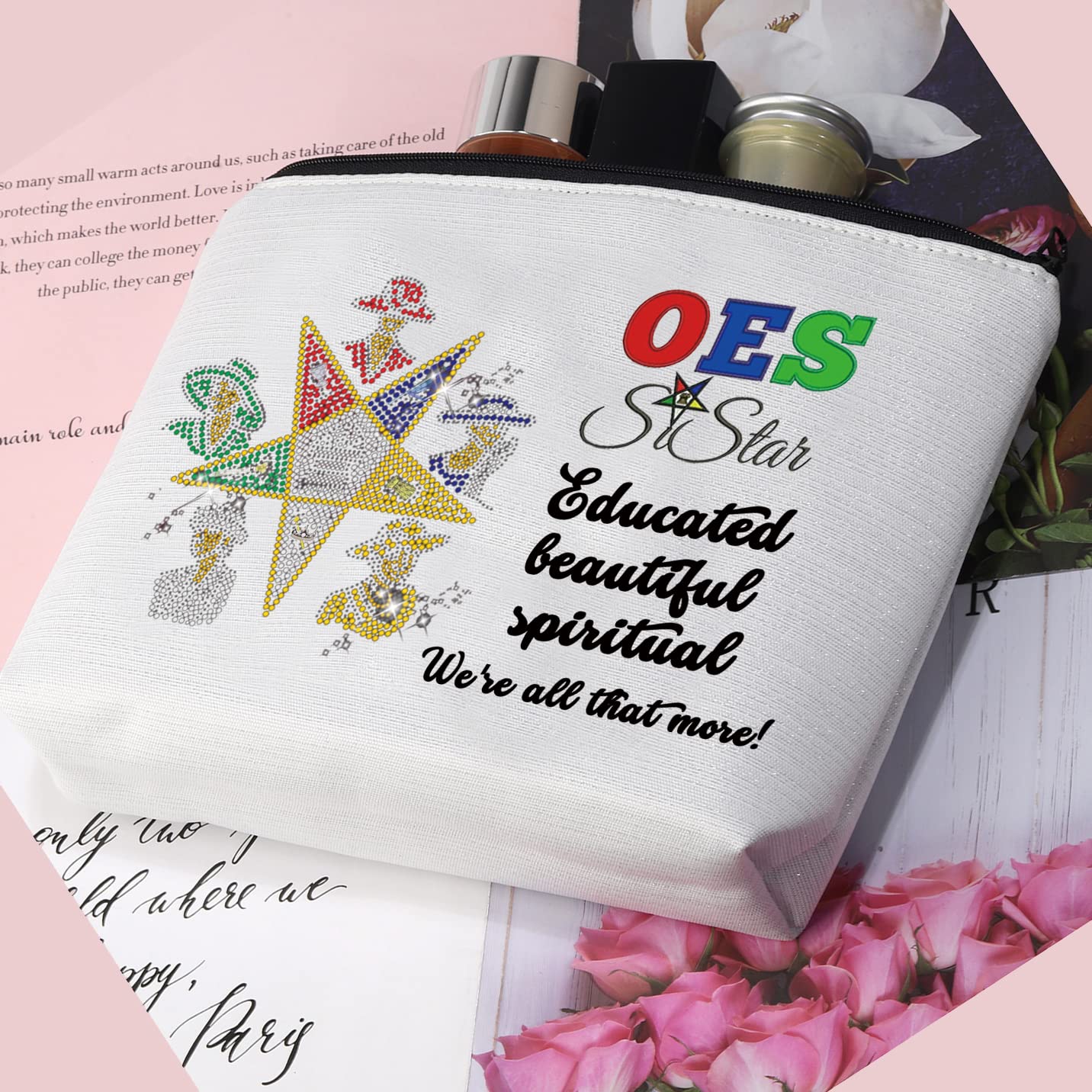 CMNIM Order Of The Eastern Star Gift OES Sistar Cosmetic Bag Educated Beautiful Spiritual OES Sorority Gift for Diva Sistar (OES Sistar MB)