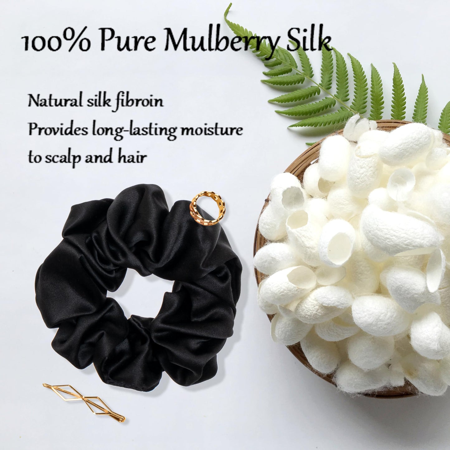 MurierSilk Silk Hair Scrunchies 100% Pure Mulberry Silk Hair Tie for Women Grils, Silk Elastic Ponytail Holder Hair Accessories, Silk Hair Wrap Prevents Hair From Frizz And Breakage Large 4pcs