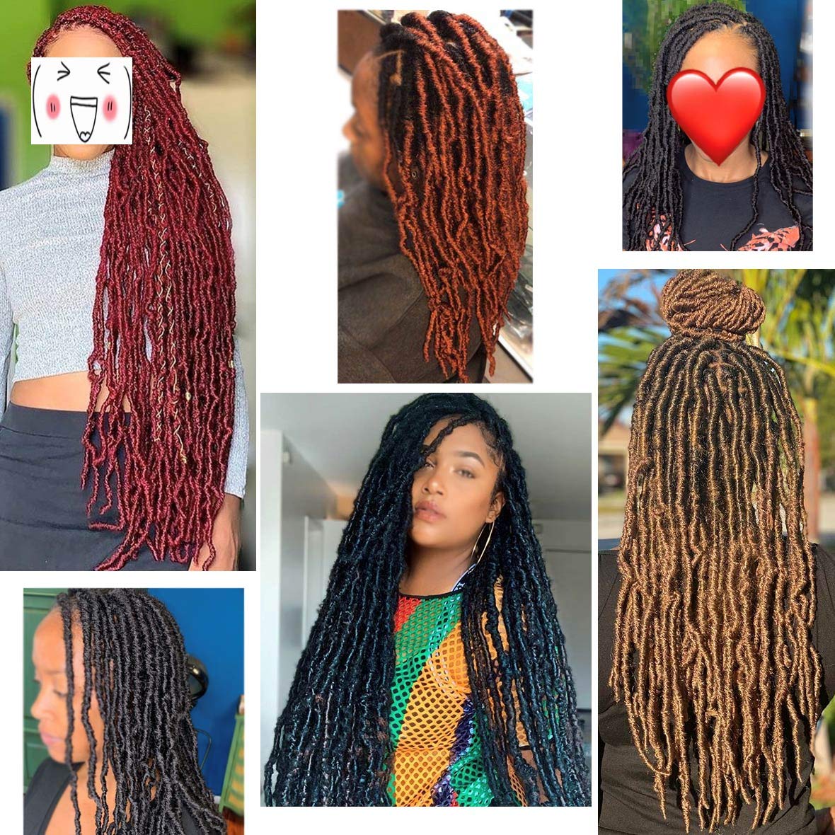 Leeven 24 Inch Long Messy Faux Locs Crochet Braids Hair 7 Packs Natural Black Distressed Faux Soft Locs Crochet Hair 18 Strands/Pack Pre-looped Goddess Locs Crochet Braiding Hair