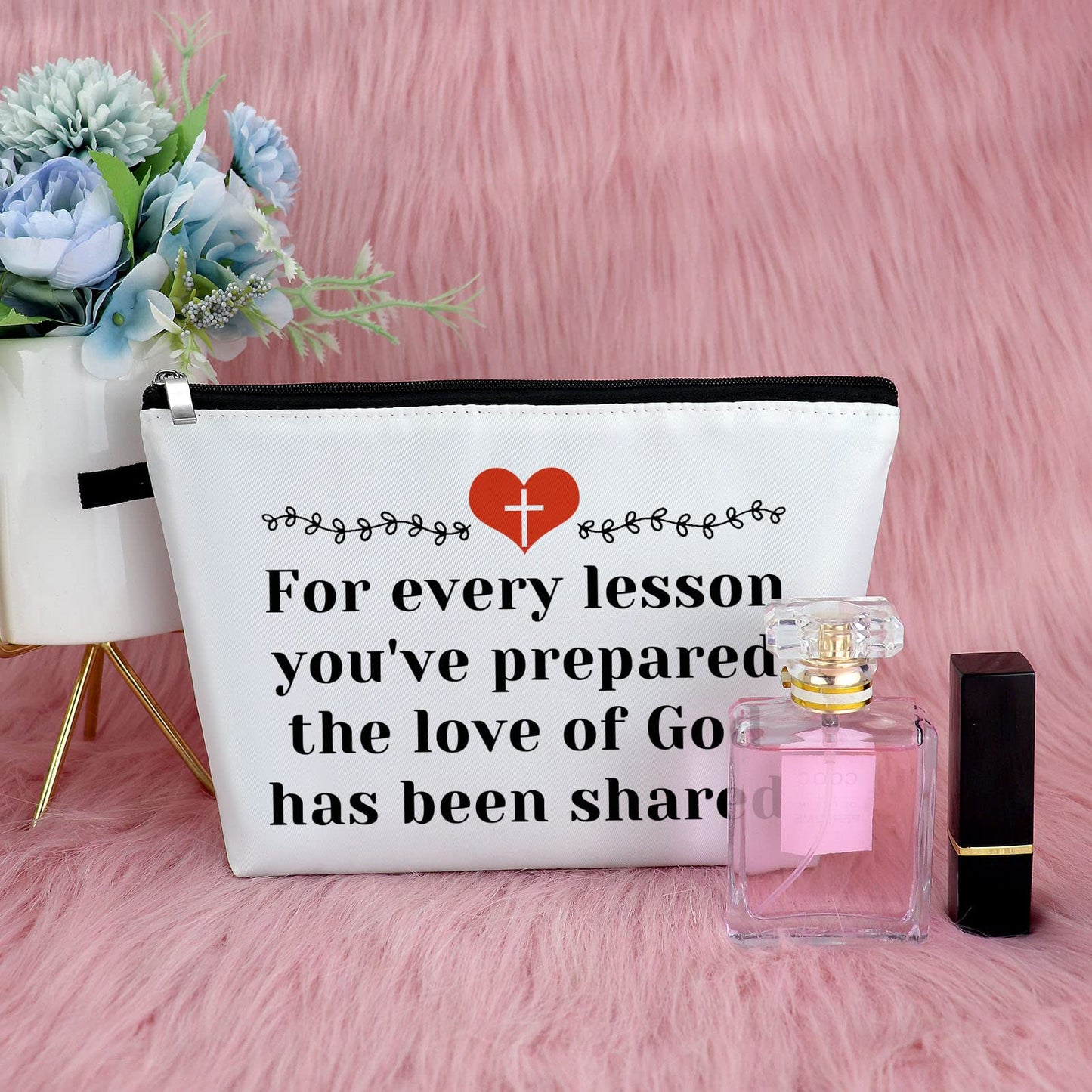 Sunday School Teacher Gift for Women Makeup Bag Teacher Appreciation Gift Christian Gift for Her Religious Bible Verse Gift Birthday Gift for Teacher Christmas Graduation Gift Travel Cosmetic Pouch