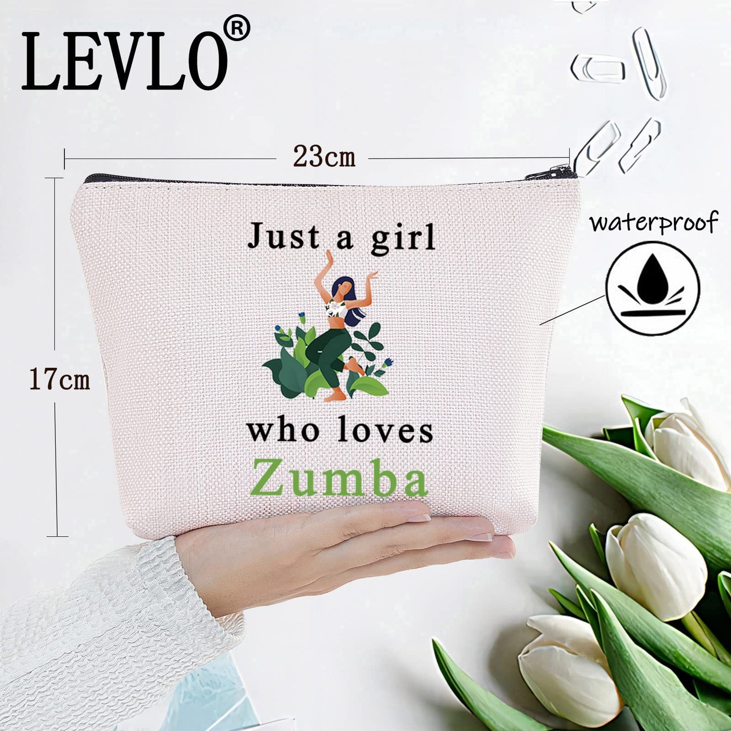 LEVLO Zumba Cosmetic Make Up Bag Fitness Dance Workout Gift Just A Girl Who Loves Zumba Makeup Zipper Pouch Bag (Who Loves Zumba)