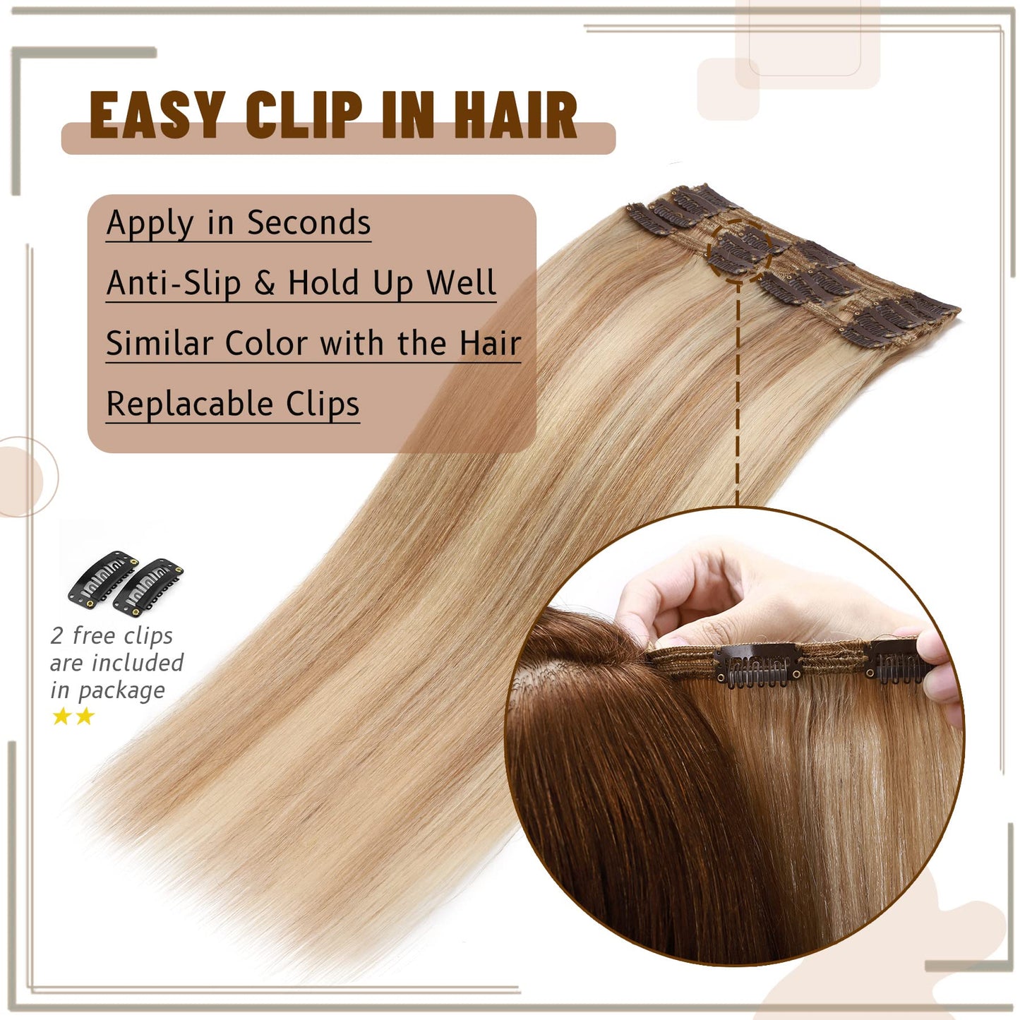 S-noilite Clip in Hair Extensions Real Human Hair 12 Inch Ash Blonde to Bleach Blonde Hair Extensions Balayage Remy Human Hair Clip In For Women Double Weft Human Hair Extensions 8PCS 115g #18P613