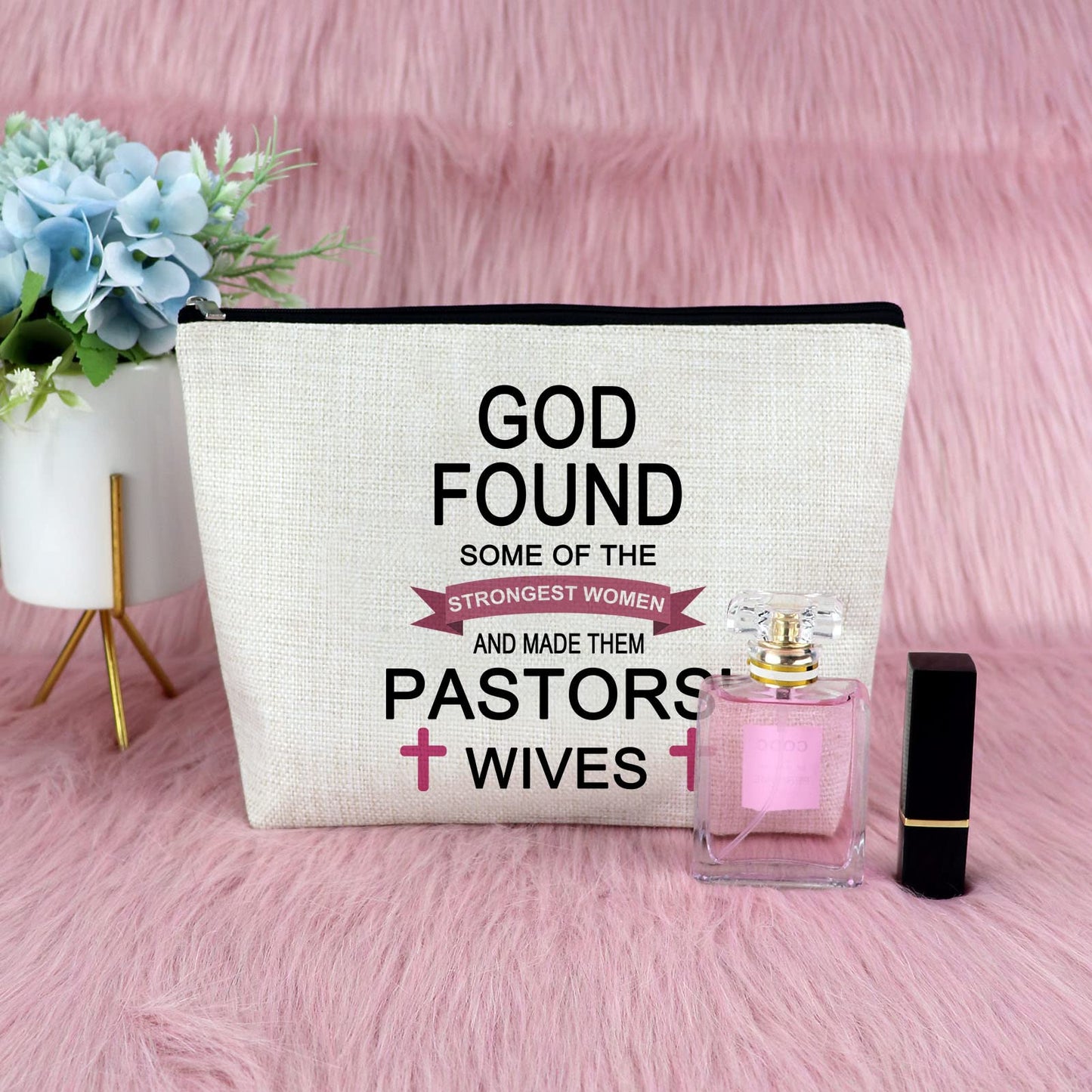 2Pcs Pastor's Wife Appreciation Gift Makeup Bag Minister's Wife Thank You Gift Religious Gift for Pastor's Wife Cosmetic Bag Birthday Gift for Pastor's Wife Christmas Gift Travel Cosmetic Pouch