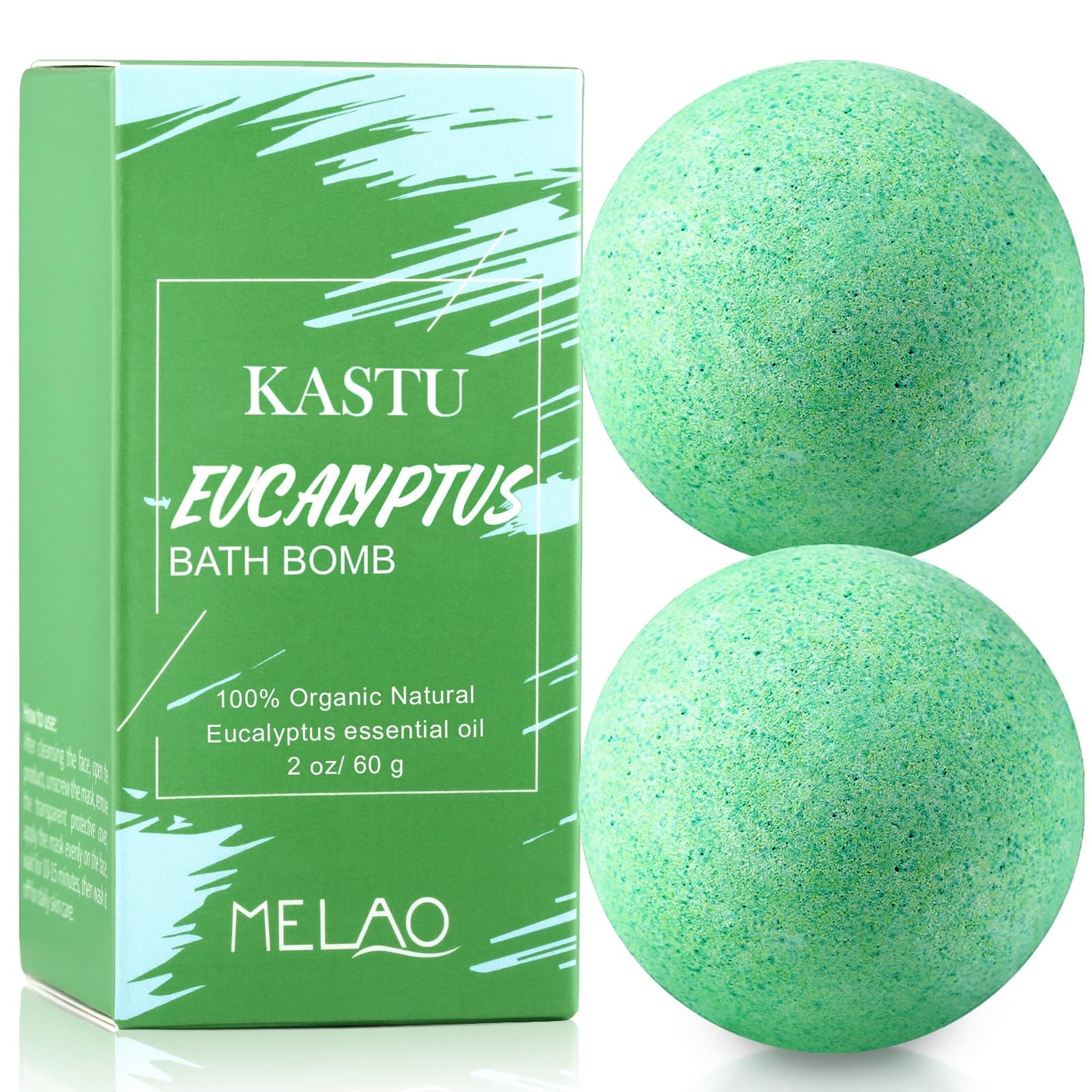 KASTU Bath Bombs Salt Balls,2 Pack,Eucalyptus Extract Essential Oils,Moisturizing Dry Skin,Fizzy Spa,Relaxation,Bubble Bath Bomb Gifts Idea for Men Women