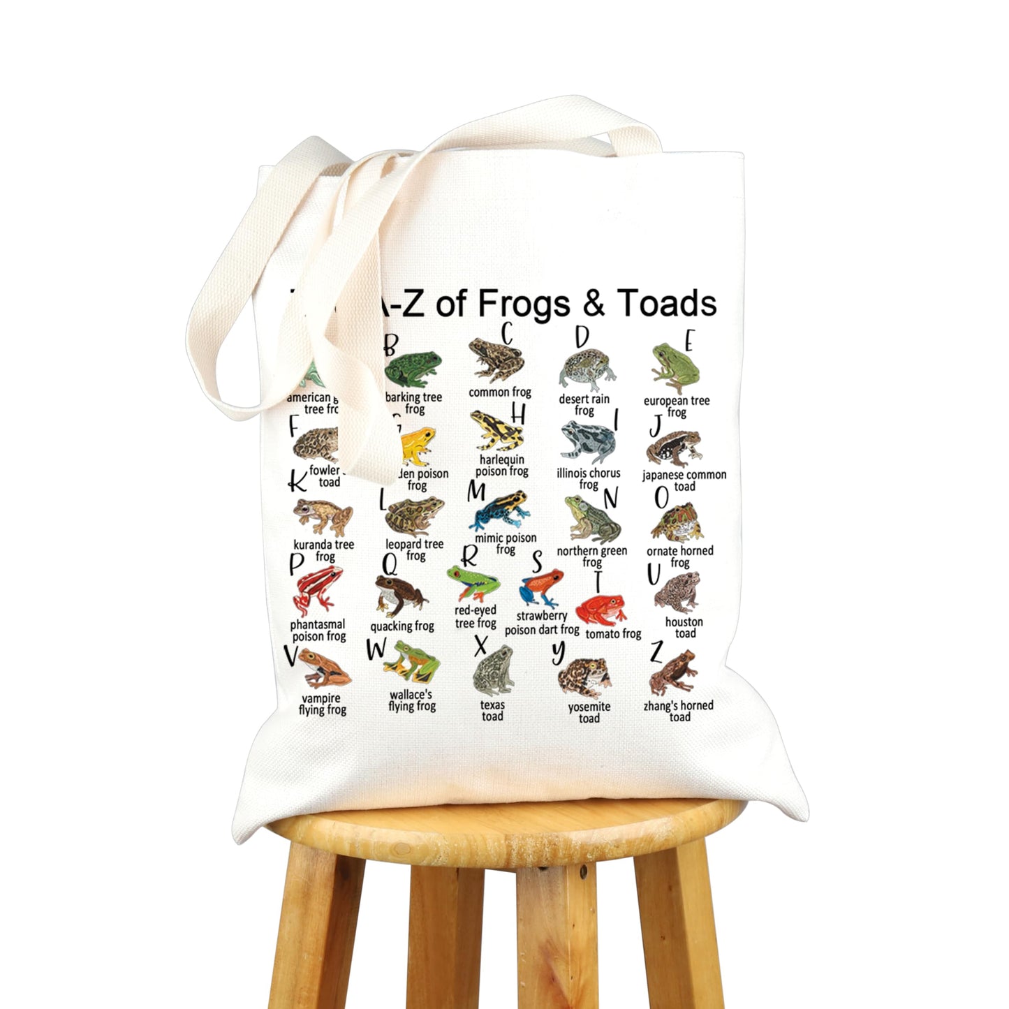 VAMSII Frog And Toad Tote Bag The A-Z of Frogs & Toads Grocery Shopping Bag Aesthetic Bag for Women Girls (Frogs Toads Tote)