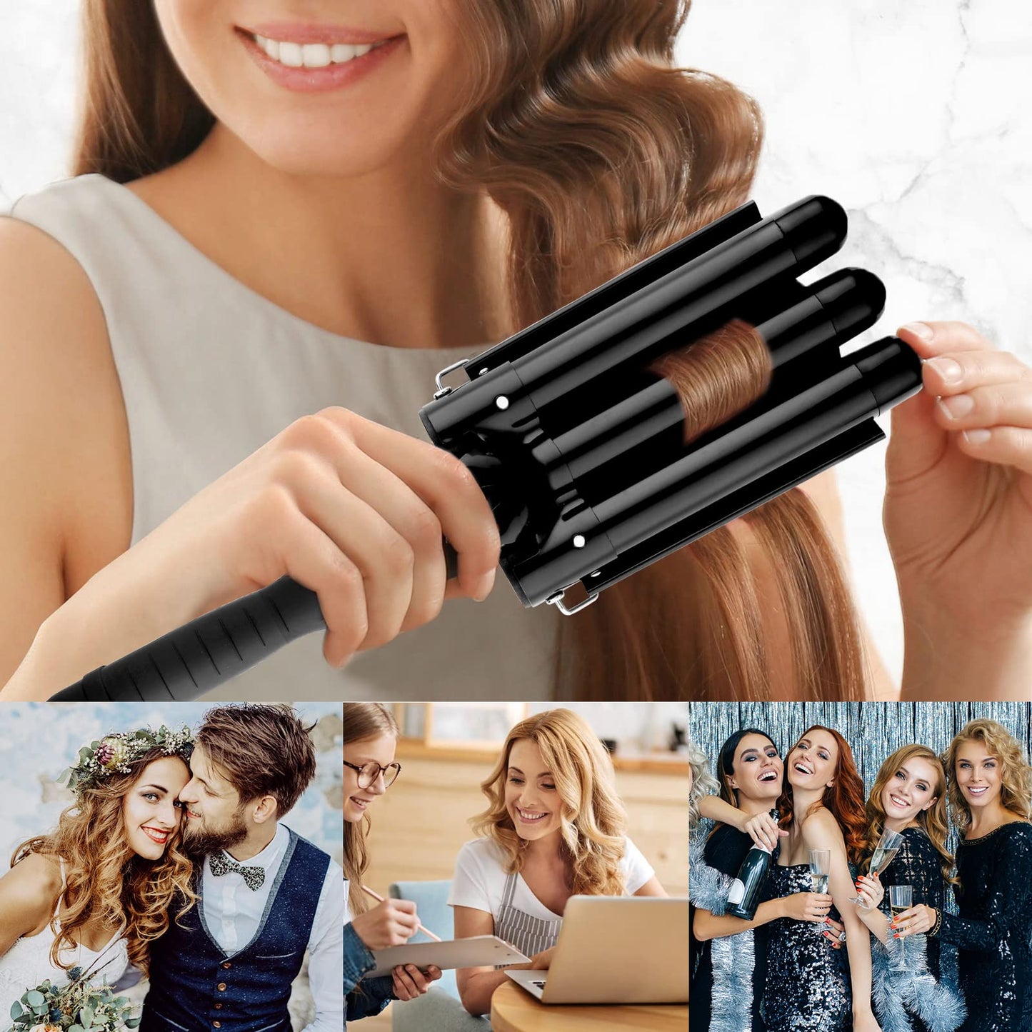 SOMOYA 25mm Black Ceramic Hair Iron - Heats Up Fast, Protects Hair, Adjustable Temperature