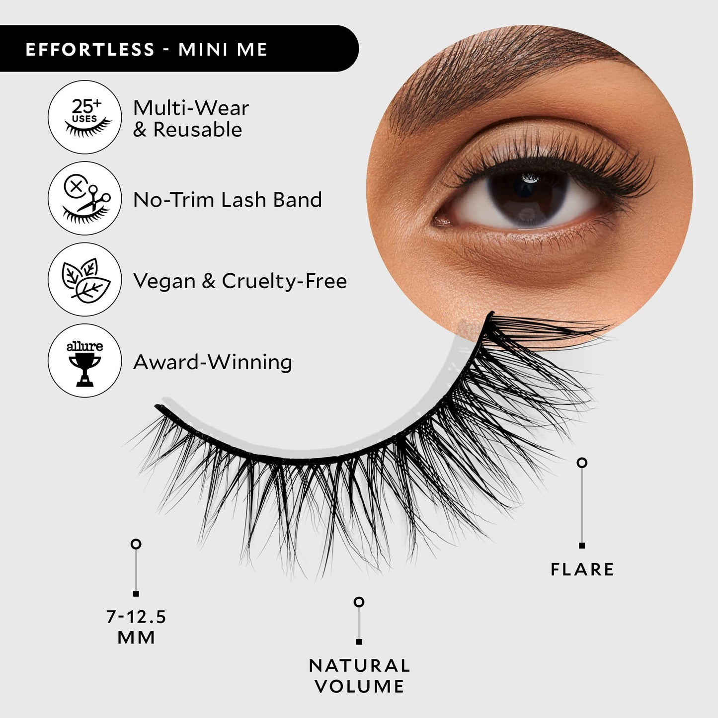 Velour Effortless Lashes - Natural-Looking False Eyelashes - Fluffy & Lightweight No-Trim Lashes – Reusable Fake Lashes All Eye Shapes - Vegan & Cruelty-Free – Lash Glue not Included (Mini Me)