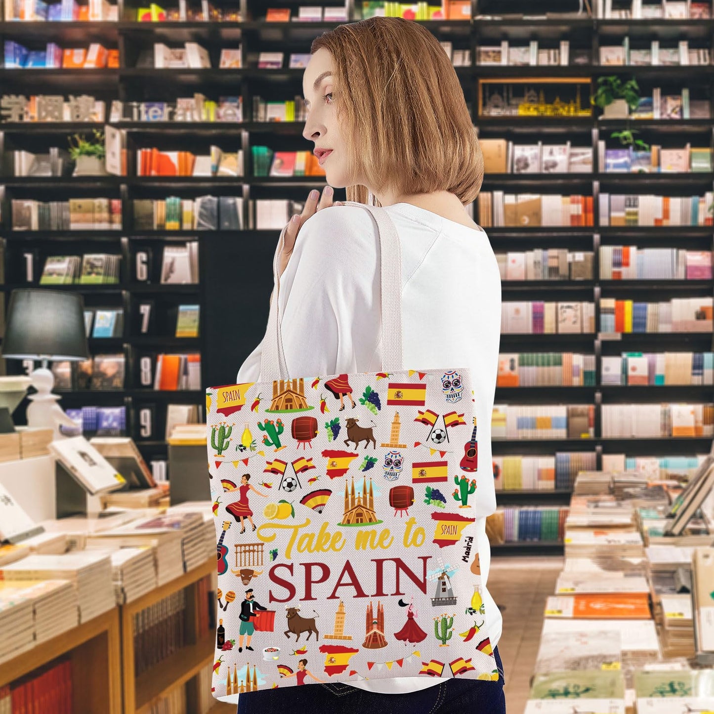 WZMPA Spain Travel Cosmetic Bag Spanish Souvenir Gift Take Me To Spain Zipper Pouch Bag Spain Vacation Gift (Take Spain TG)