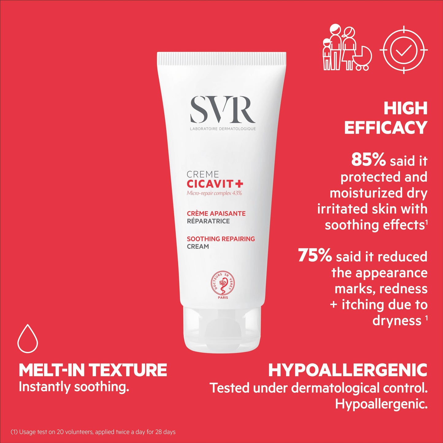 SVR Cicavit+ Face & Body Cream with Shea butter, Prebiotic & Glycerin. Moisturizer to Reduce the appearance of Burns, Scars & Intensely Nourish to Relieve Irritation due to Dryness, 3.3 fl.oz