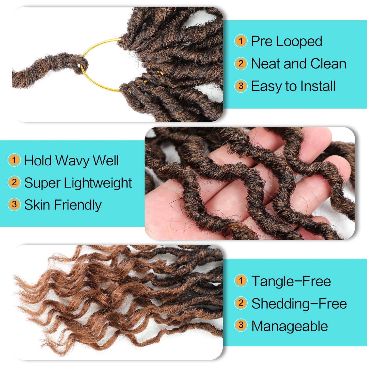 Karida Goddess Locs Crochet Hair 10 Inch, 8 Packs Upgraded Crochet Hair for Black Women, Pre Looped Crochet Faux Locs With Curly Ends (10 Inch (Pack of 8), T30#)