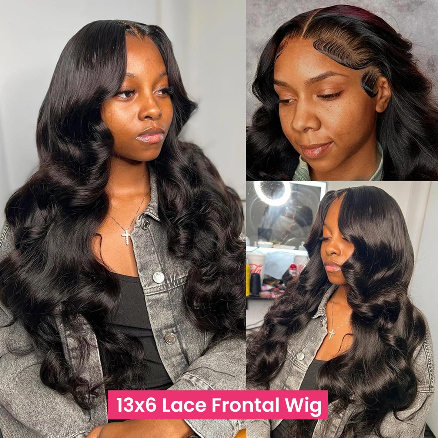 Body Wave Lace Front Wigs Human Hair 13x6 HD Body Wave Human Hair Wig Natural Black Glueless Lace Frontal Wigs 20 Inch 150% Density Pre Plucked with Baby Hair