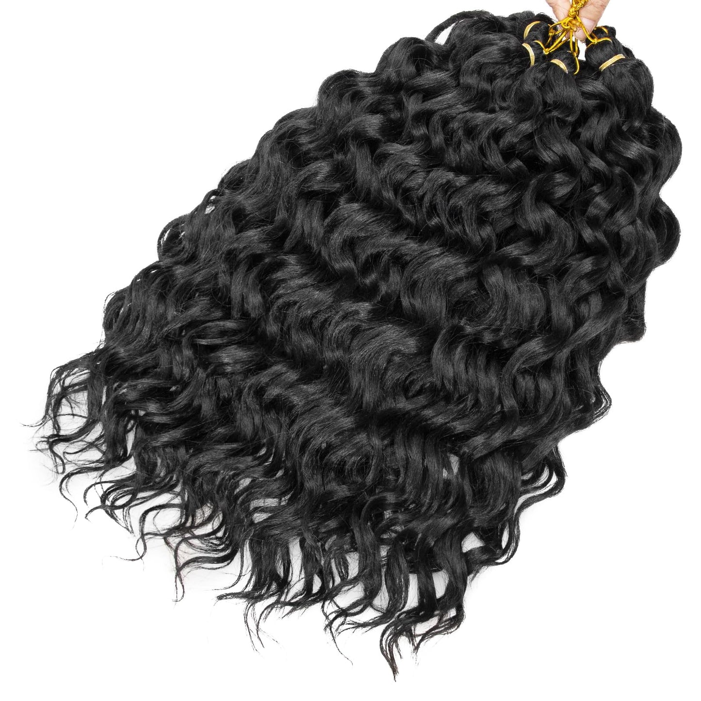 Ocean Wave Crochet Hair 18inch Deep Wave Curly Crochet Hair For Women 6Packs Hawaii Curly Braiding Hair Synthetic Bohemian Crochet Braid Water Wave Crochet hair Extensions (18inch, 1B)