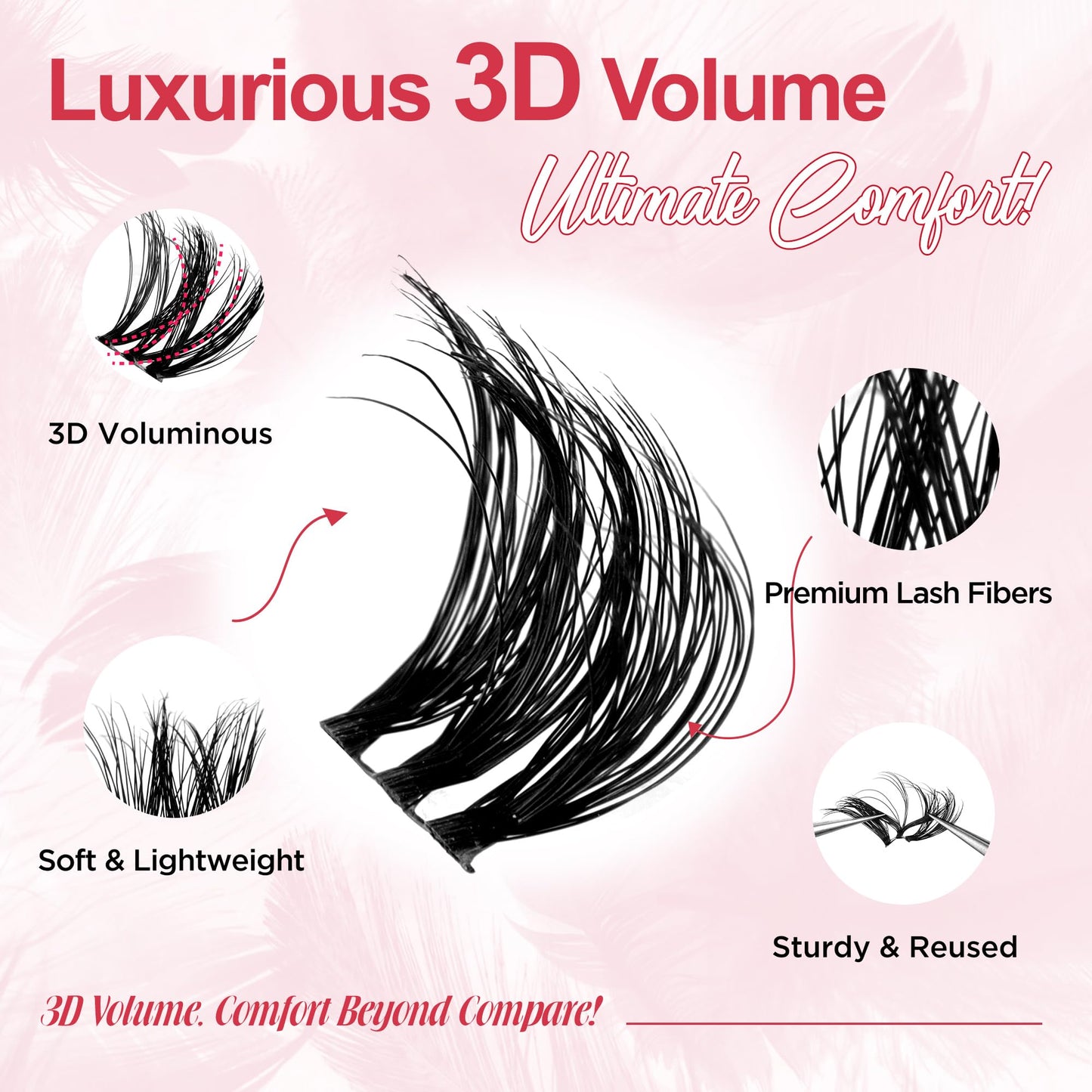 CAELYMINE Lash Clusters 3D Effect Eyelash Clusters Fluffy Cluster Eyelash Extensions Wispy Eyelashes Volume Look With Long Lasting Curl Cluster Lashes (BDD11,10-16mm)