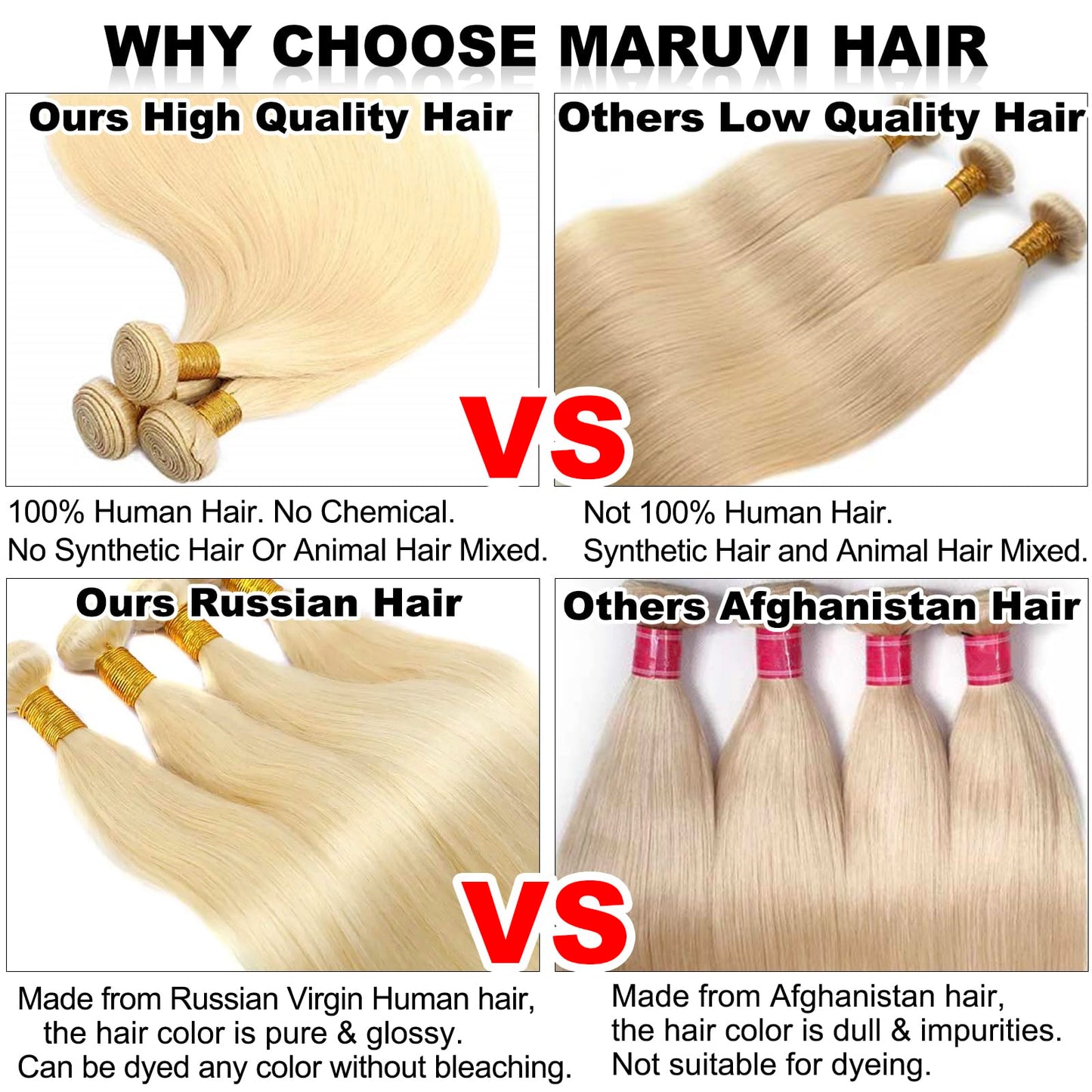 MARUVI Blonde Bundles Human Hair 613 Bundles 22 Inch 613 1 Bundle Blonde Single Bundle 12A Straight Hair Bundle 100% Russian Blonde Virgin Human Hair Weave Extensions