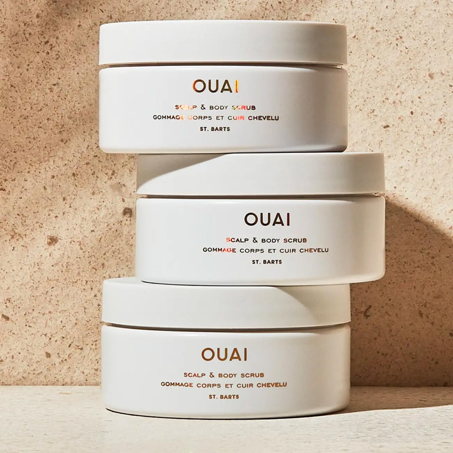 OUAI St. Barts Scalp & Body Scrub Bundle - Foaming Coconut Oil Sugar Scrub & Gentle Scalp Exfoliator Cleanses, Removes Buildup & Moisturizes Skin - Sulfate Free Body Care (2 Count, 3.4 Oz/8.8 Oz)