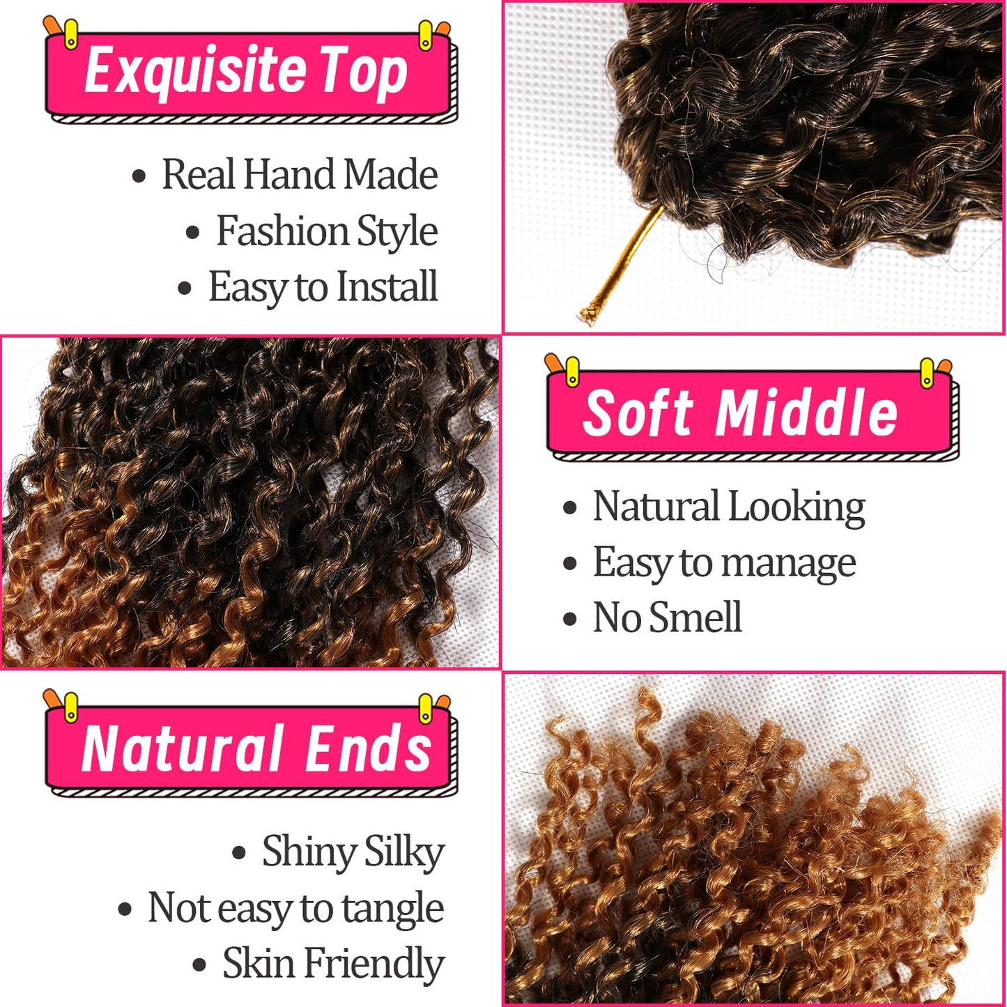 12 Inch Short Passion Twist Marlybob Crochet Hair 6 Bundles Kinky Curly Short Crochet Braids Twist Crochet Braiding Hair (6 Bundles 12 Inch, 1B/27#)