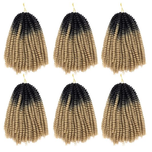 6 Packs Spring Twist Hair Blonde 8 Inch Spring Twist Crochet Hair Fluffy Spring Twist Synthetic Fiber Bomb Twist Crochet Braids Low Temperature Twist Crochet Hair for Black Women(OT27)