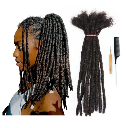 0.4cm Width 6-12 Inch 10, 20, 40 Strands Full Handmade Permanent Human Hair Dreadlock Extensions for Women/Men/Kids 100% Loc Extensions Human Hair (0.4cm, 10 Inch,40 Strands)