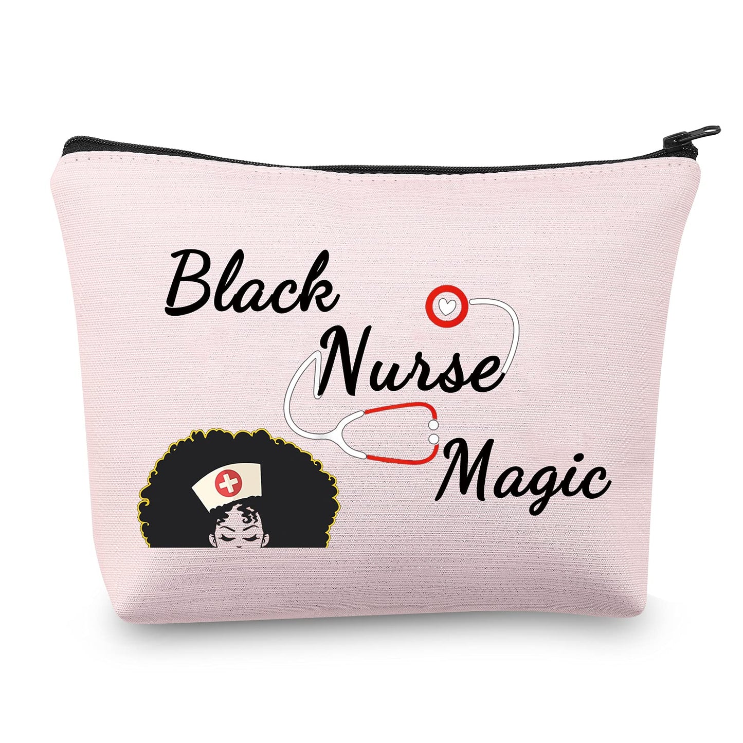 MBMSO Black Nurse Magic Bag Black Nurse Gifts Afro Nurse Gifts Nurse Makeup Bag African American Nurse Gifts (Black Nurse Magic pink)