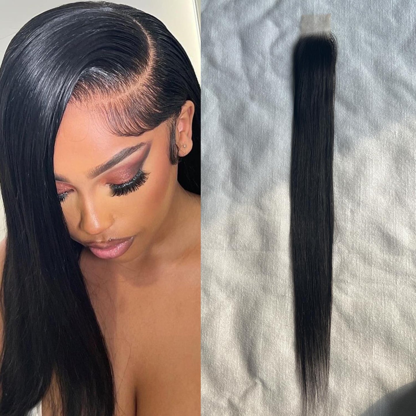 2x6 hd lace closure human hair (Natural Black, 20 Inch)