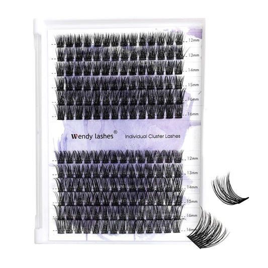 WENDY Lashes Clusters D Curl Lash Clusters DIY Eyelash Clusters 2 Styles 12-16mm Cluster Lashes Black Cluster Eyelash Extensions Wispy Soft Individual Lashes At Home(Fashion/Warm-0.07D,12-16mm Mixed)