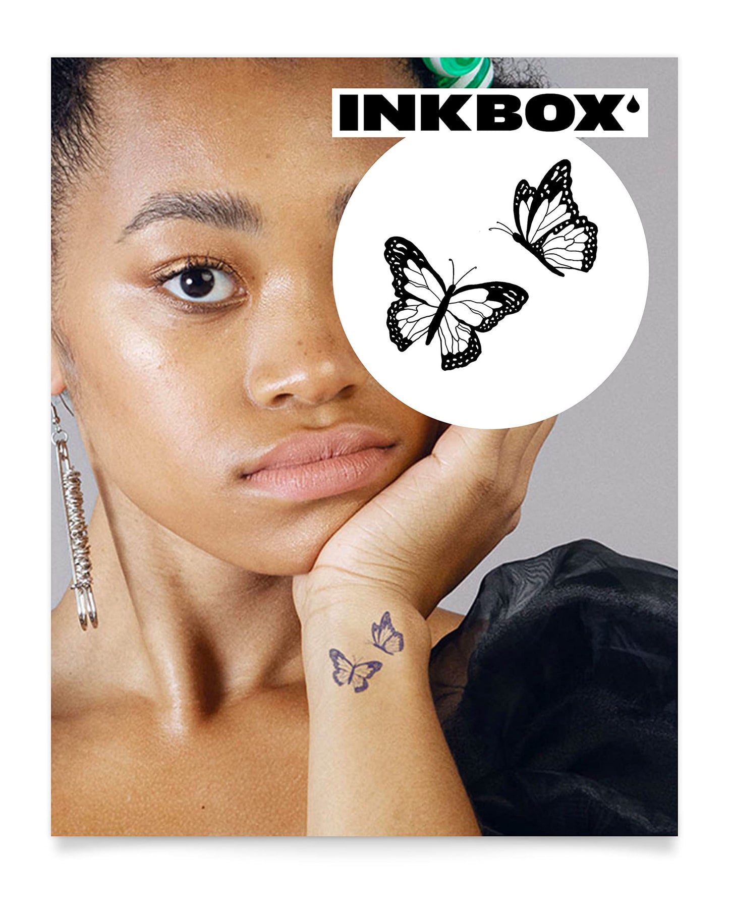 Inkbox Temporary Tattoos, Semi-Permanent Tattoo, One Premium Easy Long Lasting, Water-Resistant Temp Tattoo with For Now Ink - Lasts 1-2 Weeks, Tiny Dancers, 2 x 2 in