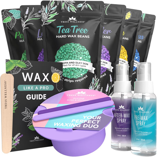 Tress Wellness Hard Wax Beads with Purple Wax Melting Bowl