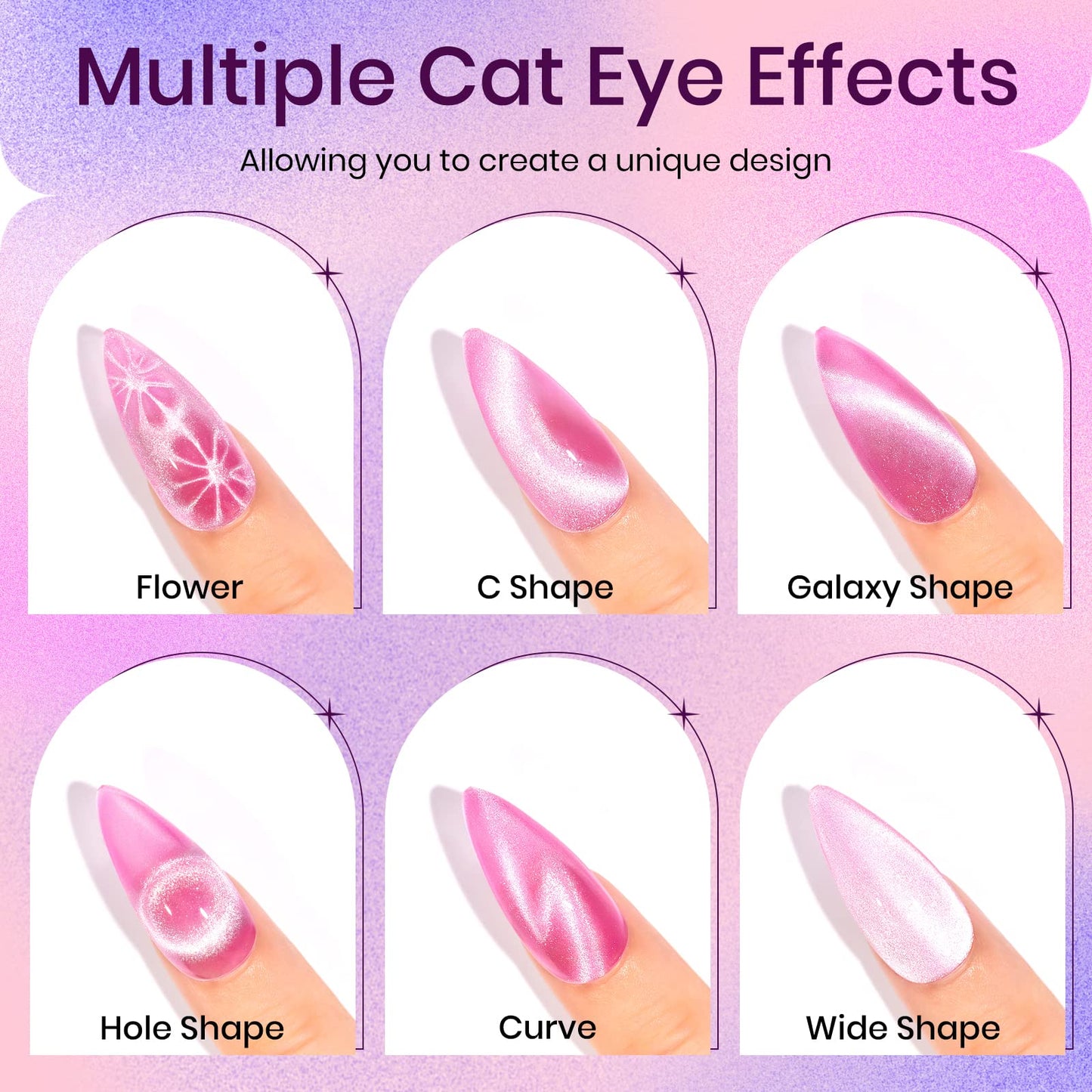 SUPWEE 12 Colors Cat Eye Gel Nail Polish - Macaron Candy Magnetic Nail Polish Gel Set Summer Spring Cateye Nail Polish UV Lamp Cure Require DIY Salon Home Gift