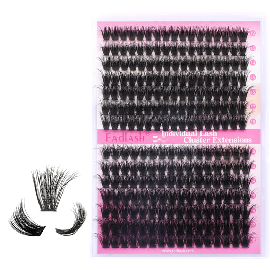 FADLASH Lash Clusters 80D+100D Fluffy Eyelash Clusters 12-18mm Individual Lashes Cluster Eyelash Extensions 3D Effect Wispy 280pcs Thick Lash Extension Clusters (80D+100D-0.07-D, 12-18mm)