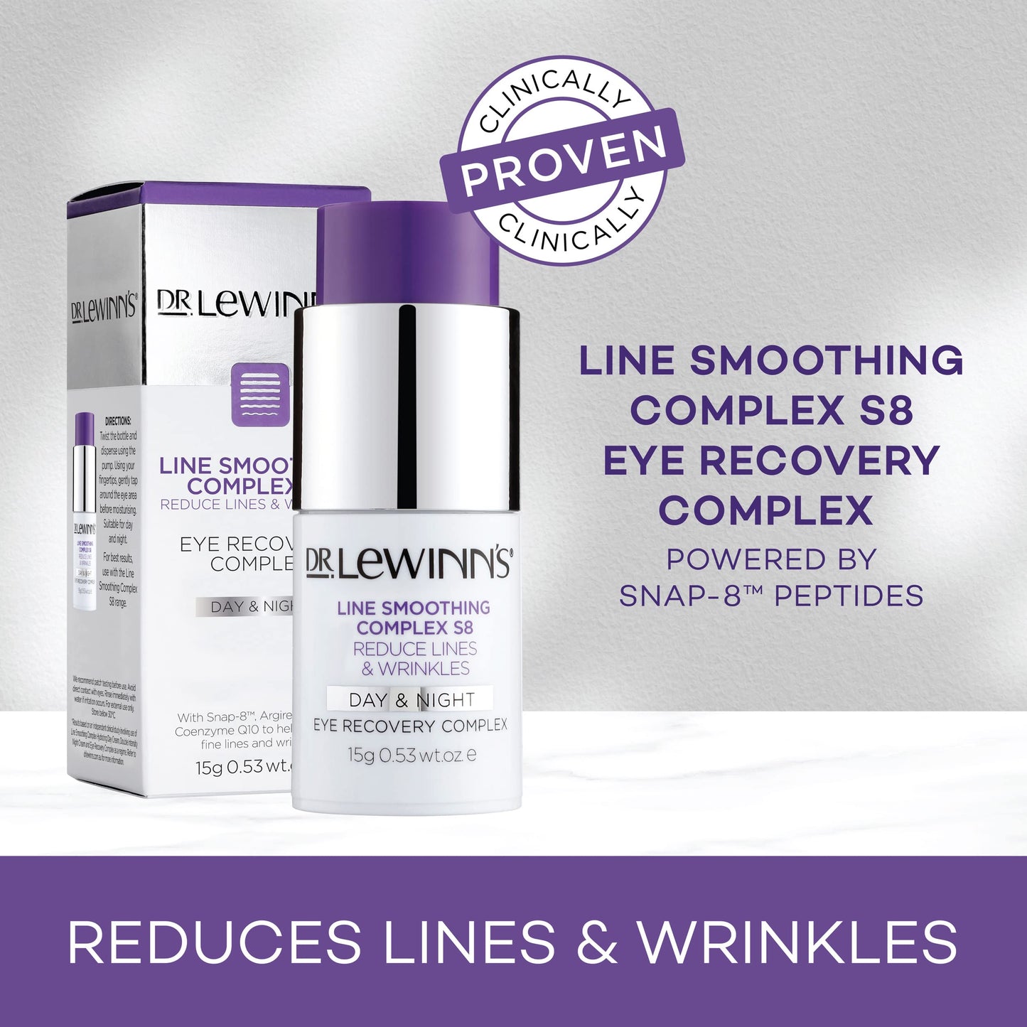 Dr. Lewinn's | Line Smoothing Complex S8 | Eye Recovery Complex | Reduce Lines & Wrinkles | Reduce Expression Lines | Target Dark Circles | 15g