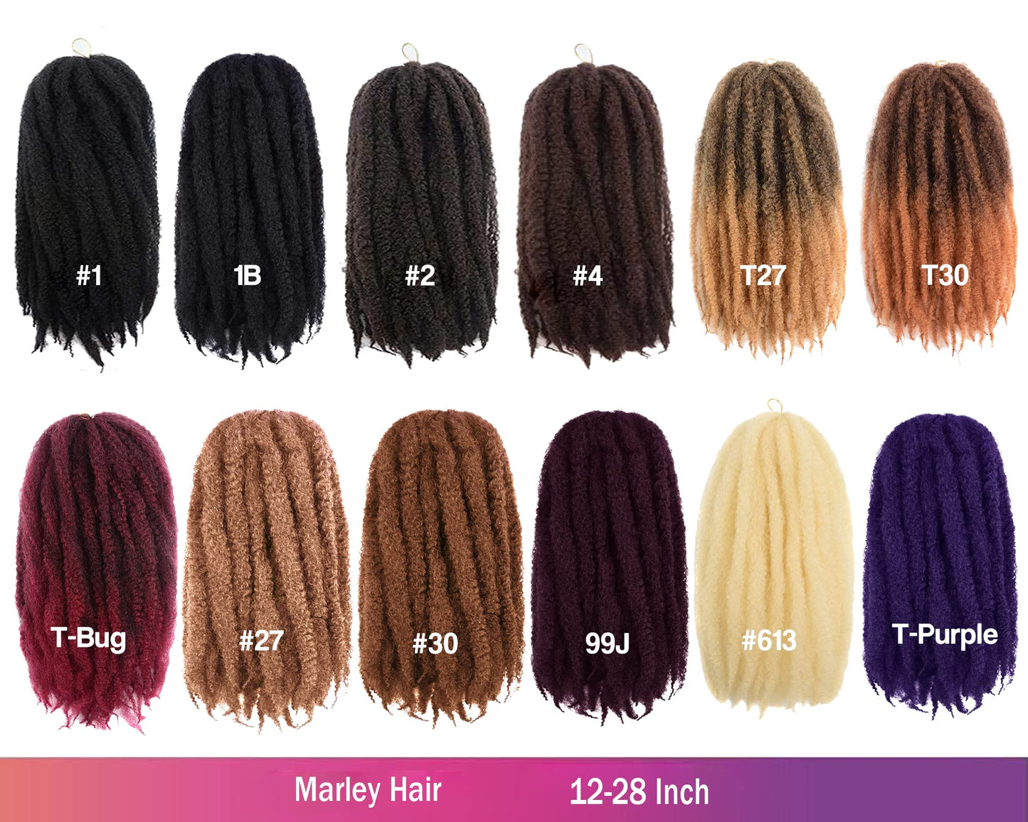 ToyoTress Marley Hair Crochet Braids - 26 Inch 6 Packs Natural Black Super Long, Afro Kinky Curly Marley Twist Braids Synthetic Twist Crochet Braiding Hair Extensions (26 Inch, 1B-6P)