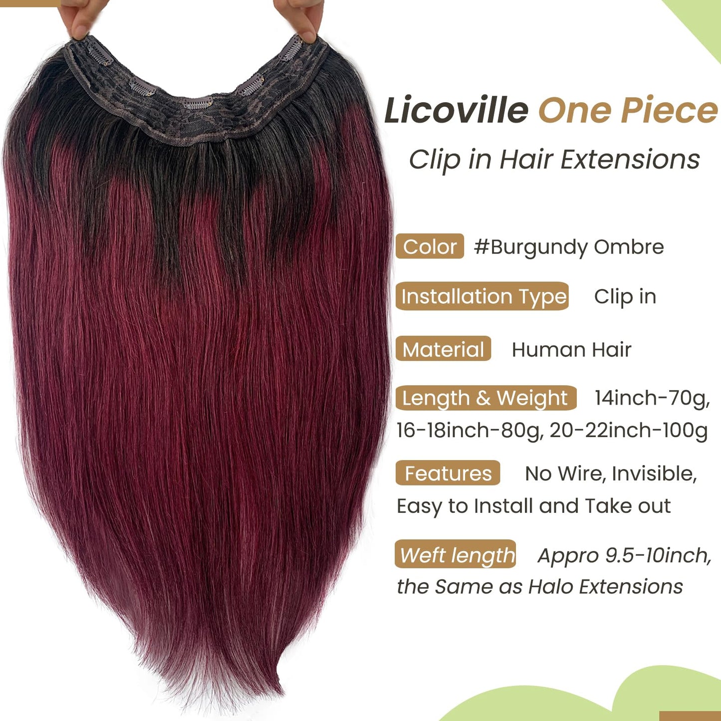 One Piece Human Hair Extensions Clip in Brown and Blonde 1 Piece Clip in Hair Extension Invisible Fine Brown with Blonde Highlight Real Hair Extensions V Part Clip ins Human Hair for Women 20Inch