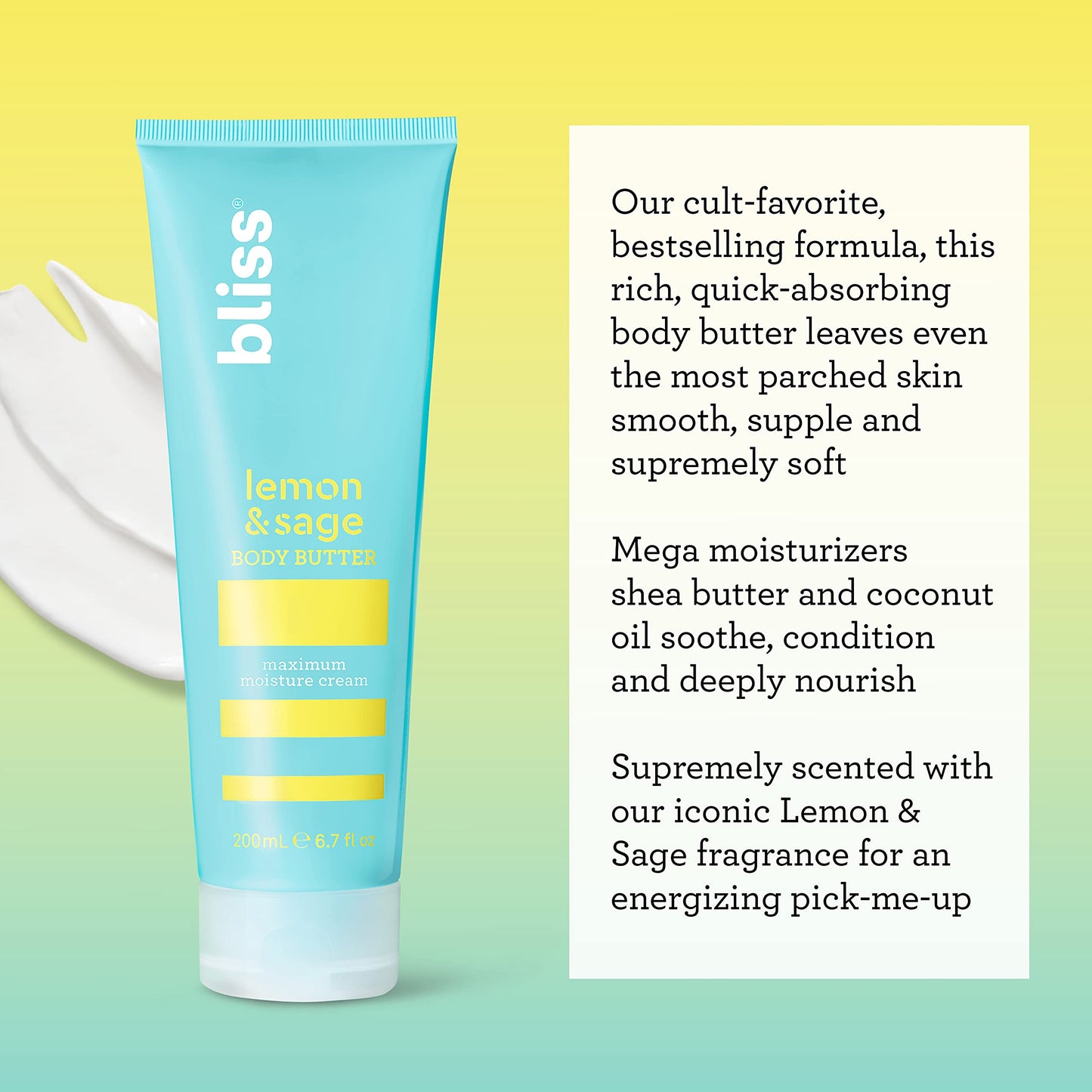 Bliss Body Butters Duo Lemon and Sage Body Butter and Grapefruit and Aloe - Maximum Moisture Cream - 6.7 Fl Oz Lotion for Dry Skin - Long-Lasting Moisturizer- Vegan and Cruelty-Free