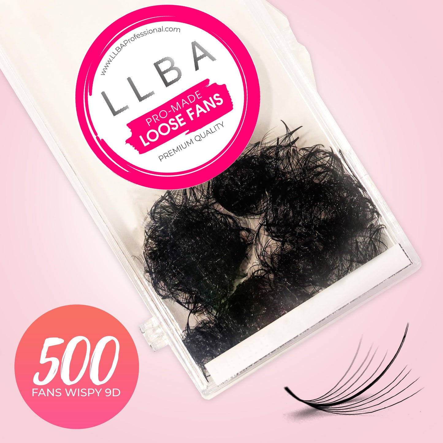 LLBA Promade Wispy Lash Extensions 9D 0.05, 100% Handmade Eyelashes Volume Fans, C Cc D Curls, 9-17 Mm Length, Long-Lasting, Easy Application (D 9 mm)