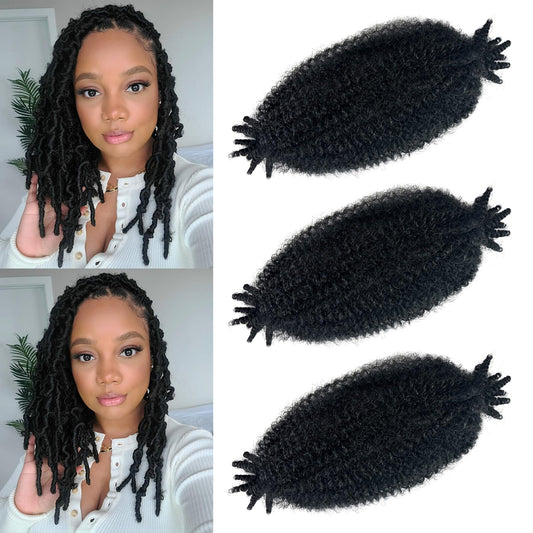 Marley Twist Braiding Hair 10INCH, Pre-Separated Springy Afro Twist Hair Kinky Twist Crochet Hair Braids for Distressed Soft Locs Spring Twist Hair for Women (Natural Black, 10 Inch(Pack of 3))