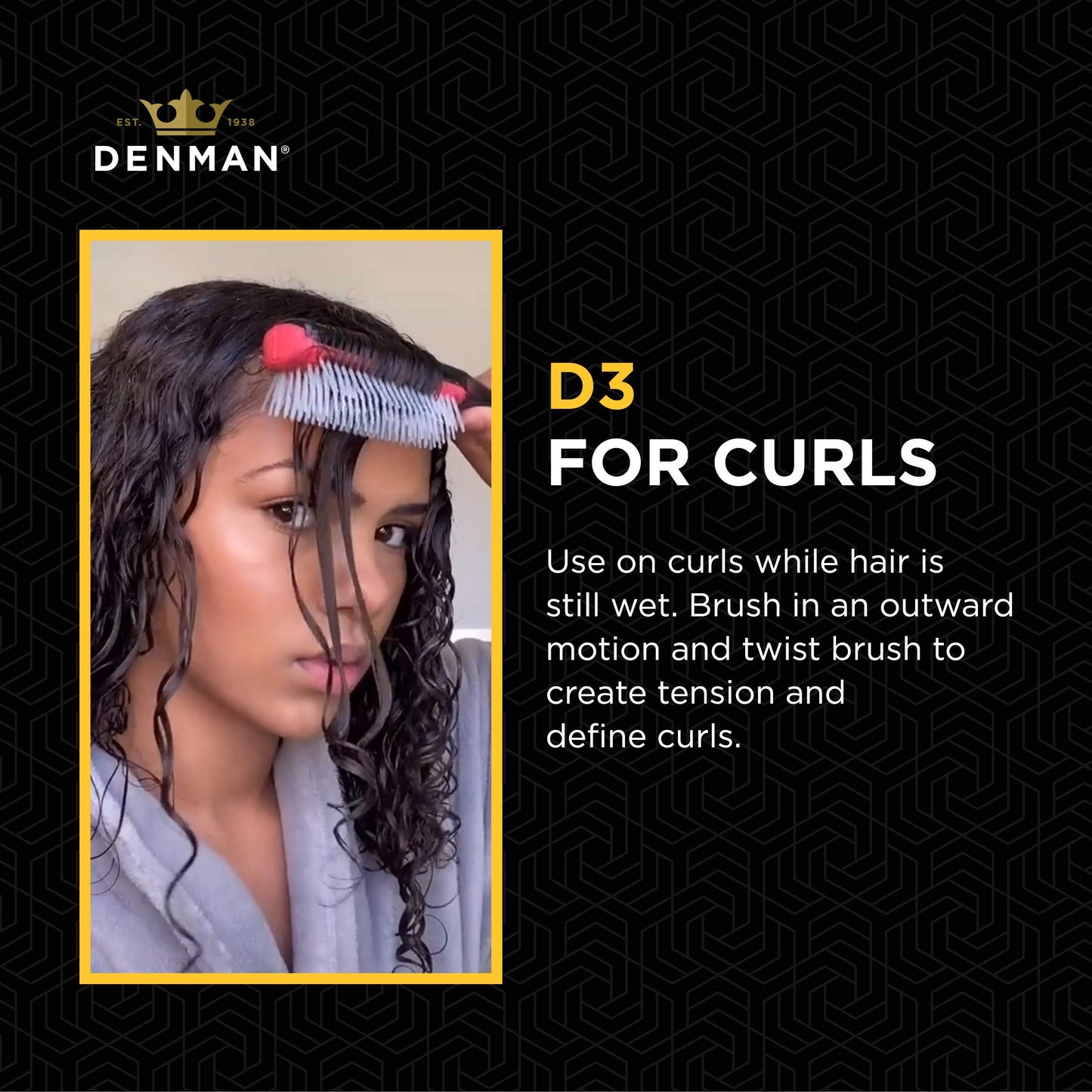 Denman 7 Row Styling Brush (D3) Detangler (P038) Hair Brush Set - Ultimate Detangling, Blow-Drying & Styling Combo for All Hair Types