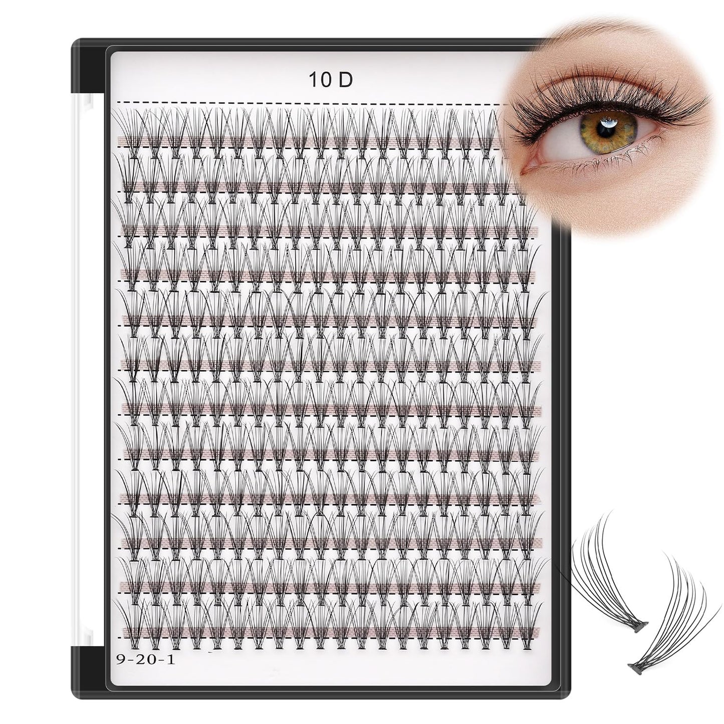 Bodermincer Black/Colored Cluster Lashes 240pcs 20D/40D DIY Eyelash Extension D Curl Long Individual Lashes Mixed Tray Faux Mink Lash Clusters Extensions 8-22mm (10D-12mm)