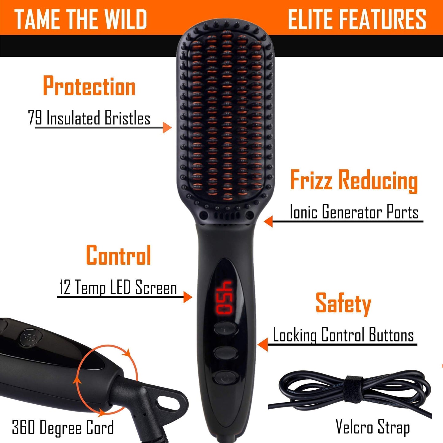 Tame's Elite Beard Straightener Brush and Tame's Beard Armor Heat Protector Spray - Bundle and Save