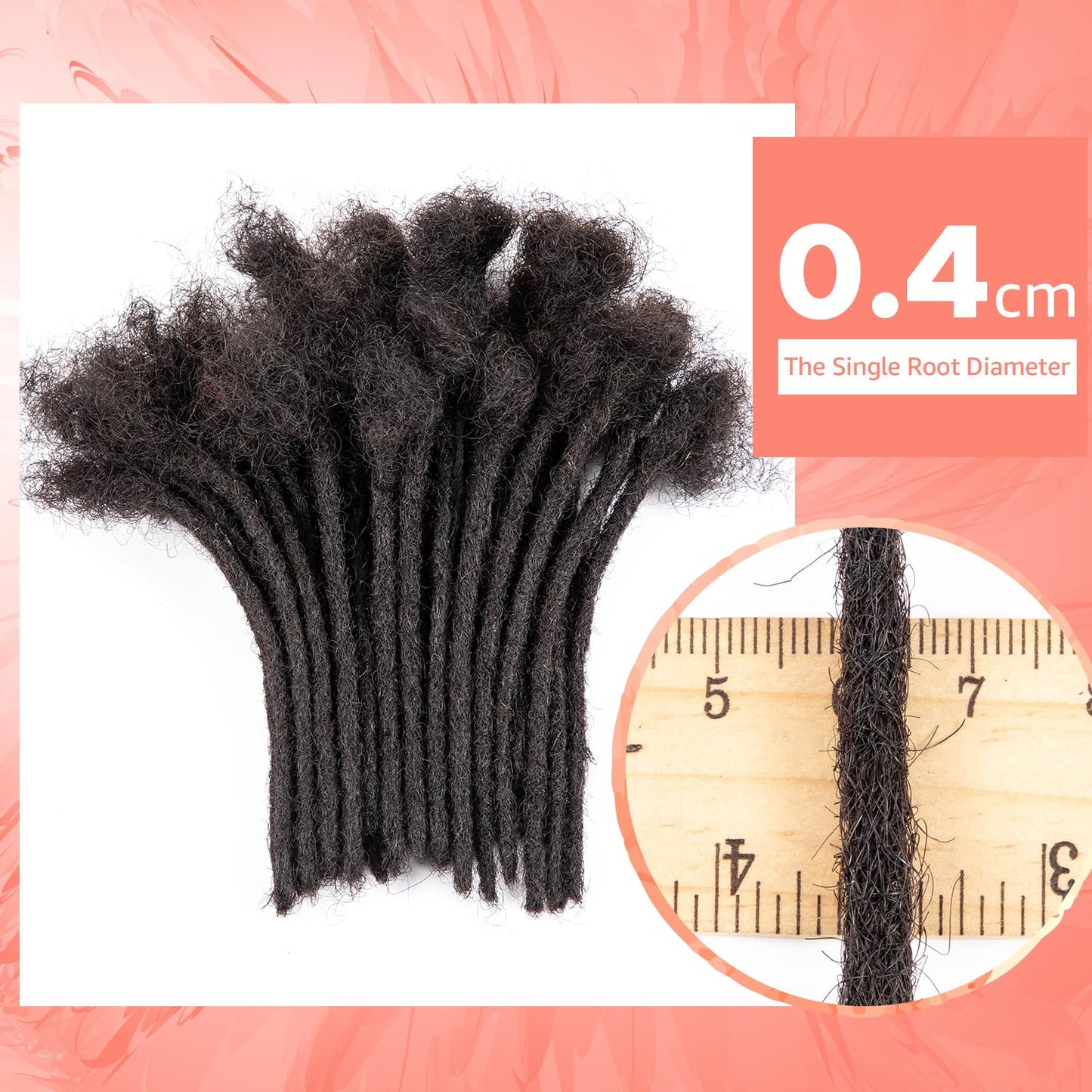 Teresa 10 Inch 0.2cm Width Loc Extension Human Hair Natural Black 30 Strands Full Hand-made Permanent Locs Extensions Can Be Dyed and Bleached for Men/Women/Kids Real Dreadlock Extensions Human Hair