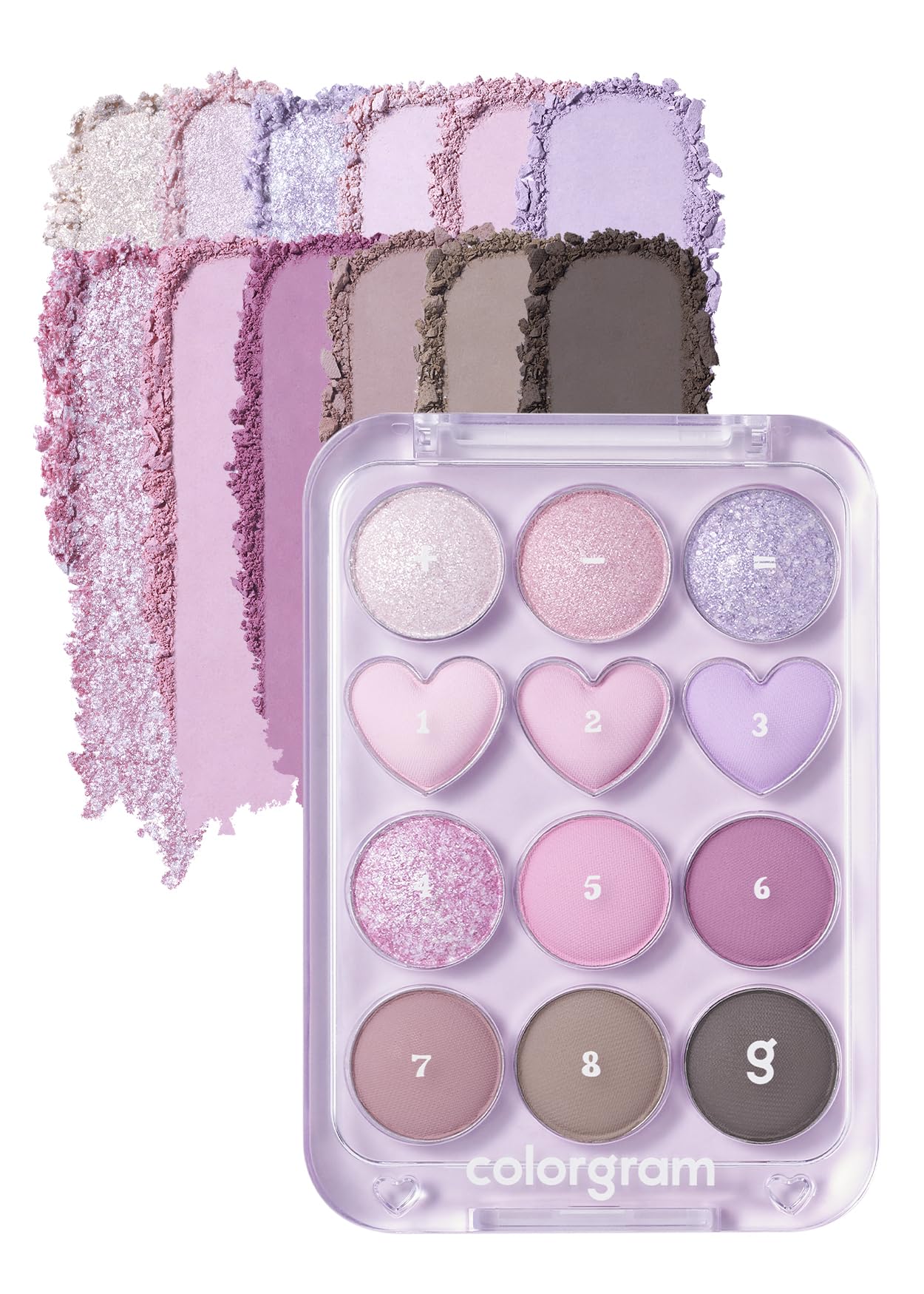 COLORGRAM Pin Point Eyeshadow Palette 03 Pink+Lavender | Ultra-Blendable Matte, Glitter, Shimmer Shades for Daily Makeup | K-Beauty Eye Palette with Easy-to-Use Calculator Design