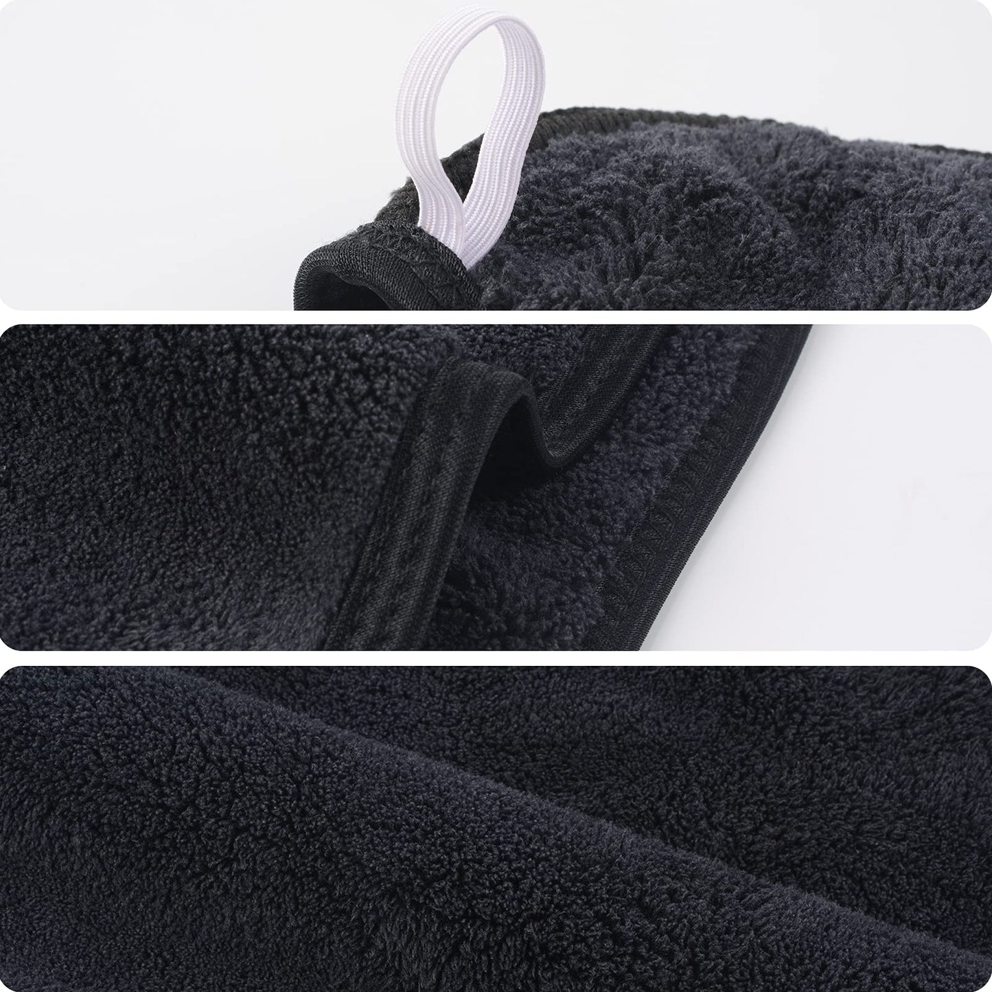 KinHwa Quick Dry Hair Towel for Women Super Absorbent Hair Drying Towel for Curly, Long, Thick Hair Anti-frizz Large Size 3 Pack Black