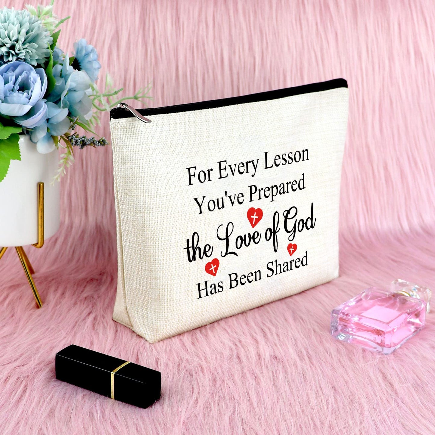 Sunday School Teacher Gift Makeup Bag Teacher Appreciation Gift Religious Gift for Teacher Christian Gift for Women Bible Verse Gift Birthday Gift Christmas Graduation Gift Travel Cosmetic Pouch