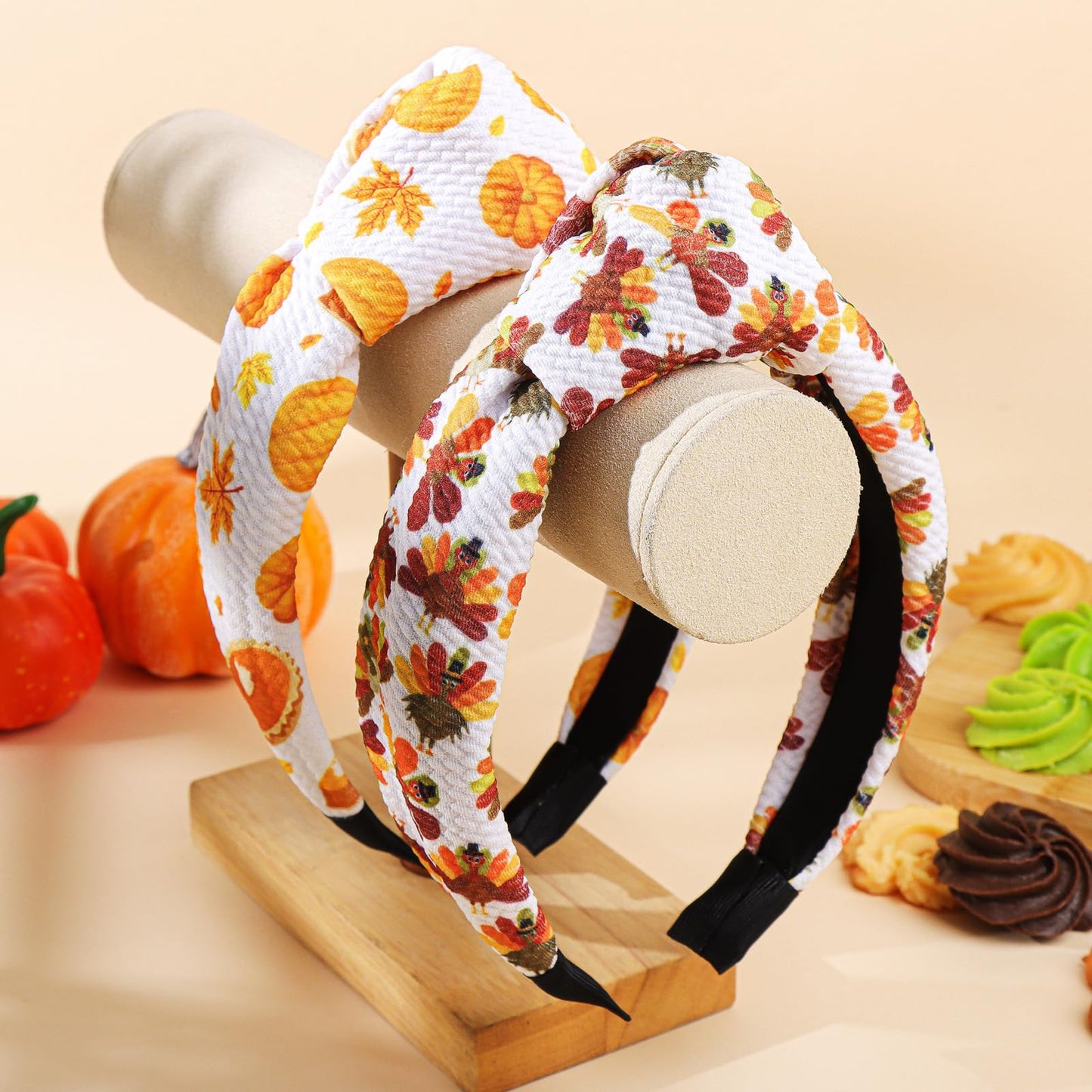 YanJie Thanksgiving Headbands for Women Girls Fall Knot Wide Headbands Turkey Hairbands Pumpkin Maple Leaves Thanksgiving Party Gift Hair Accessories